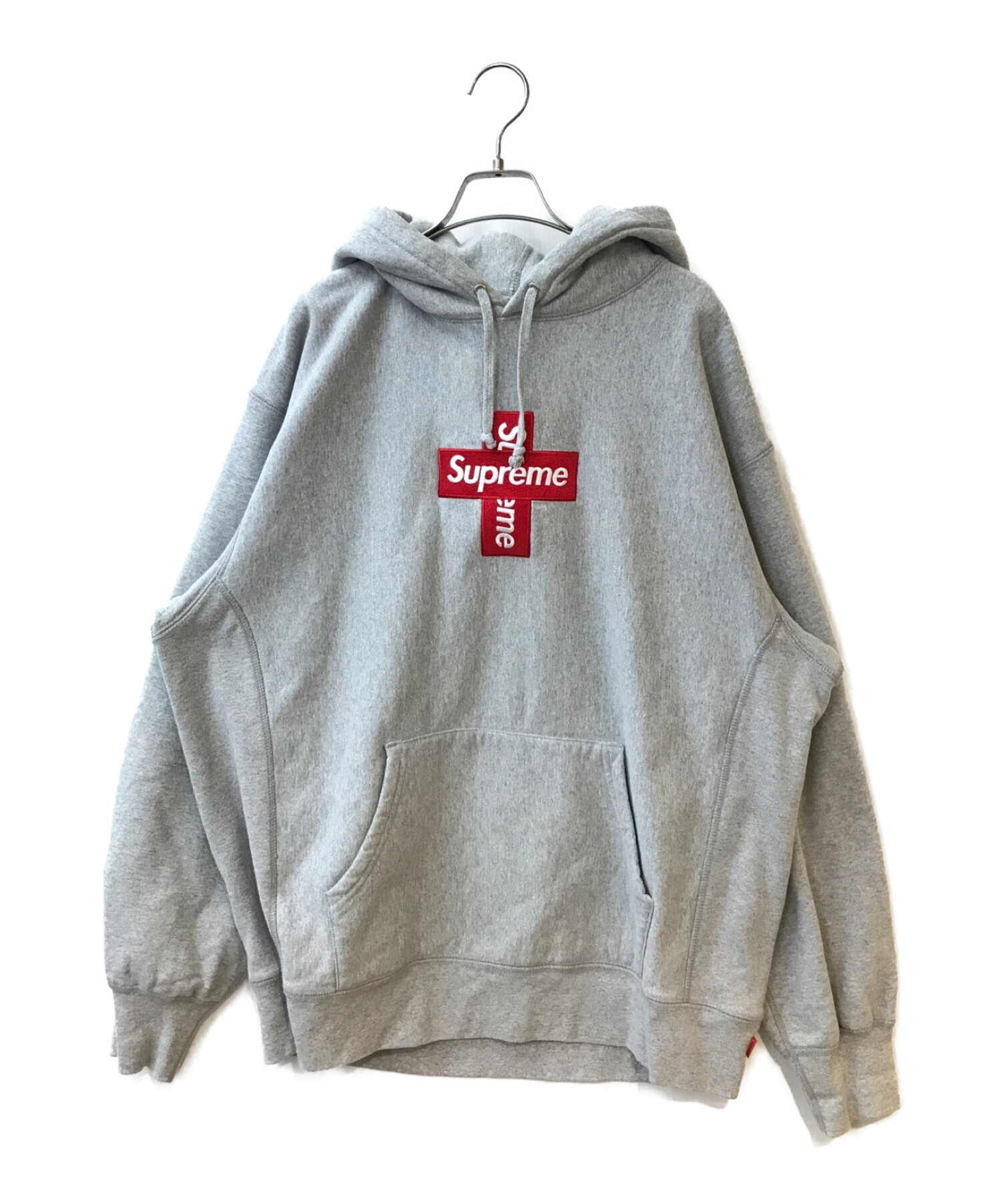 【L】cross box logo hoodie　グレー