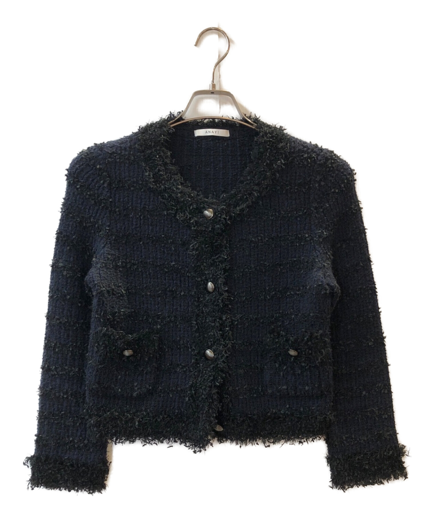 中古・古着通販】ANAYI (アナイ) ツイードジャケット ネイビー サイズ 
