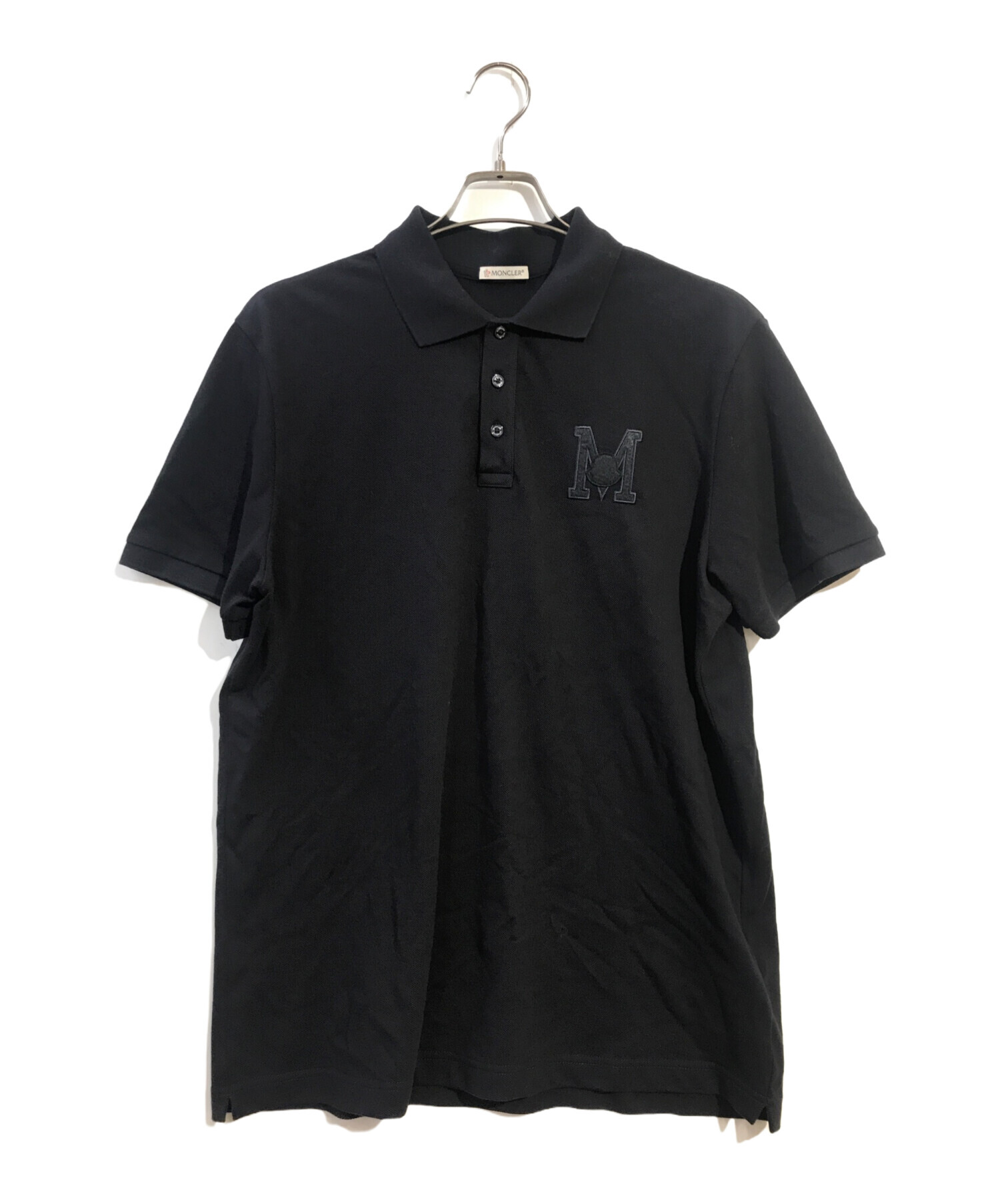 中古・古着通販】MONCLER (モンクレール) ロゴ刺繍ポロシャツ ブラック 