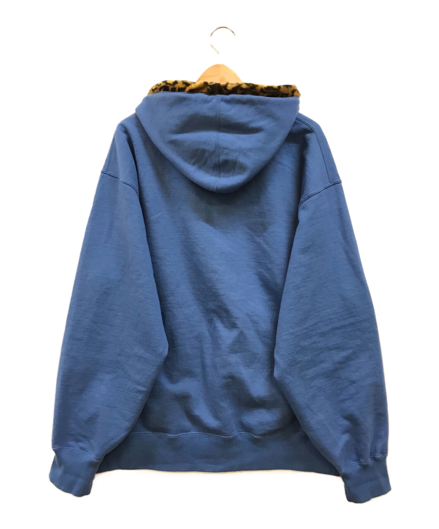 SUPREME (シュプリーム) Leopard Trim Hooded Sweatshirt ブルー サイズ:XL