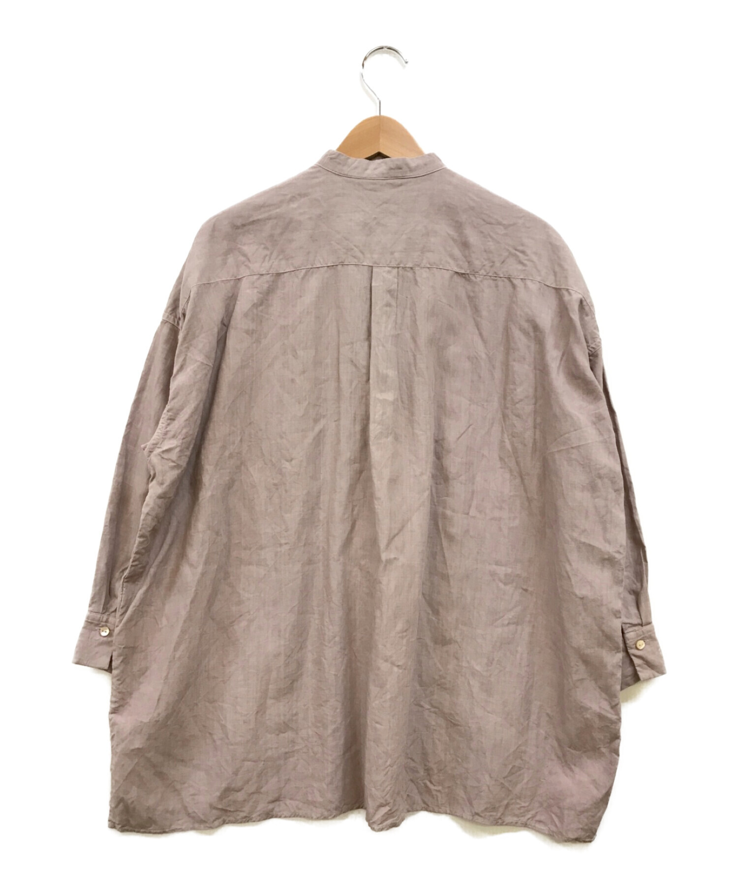 nest Robe (ネストローブ) リネンハイカウントバンドカラーシャツ パープル サイズ:F