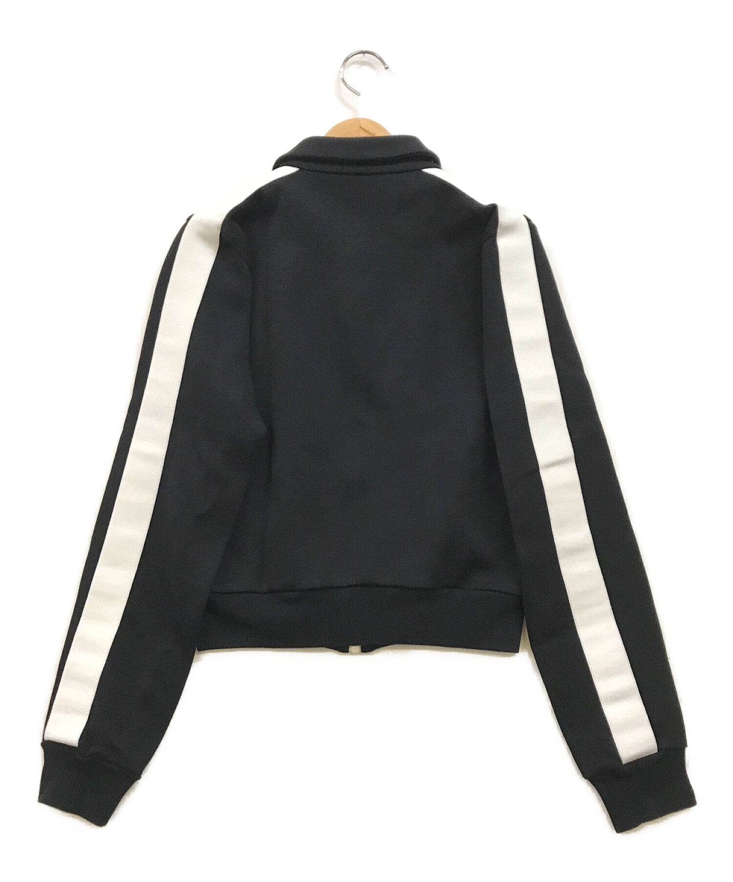 MIU MIU (ミュウミュウ) コットン×ナイロンロゴ刺繍トラックジャケット ブラック サイズ:S