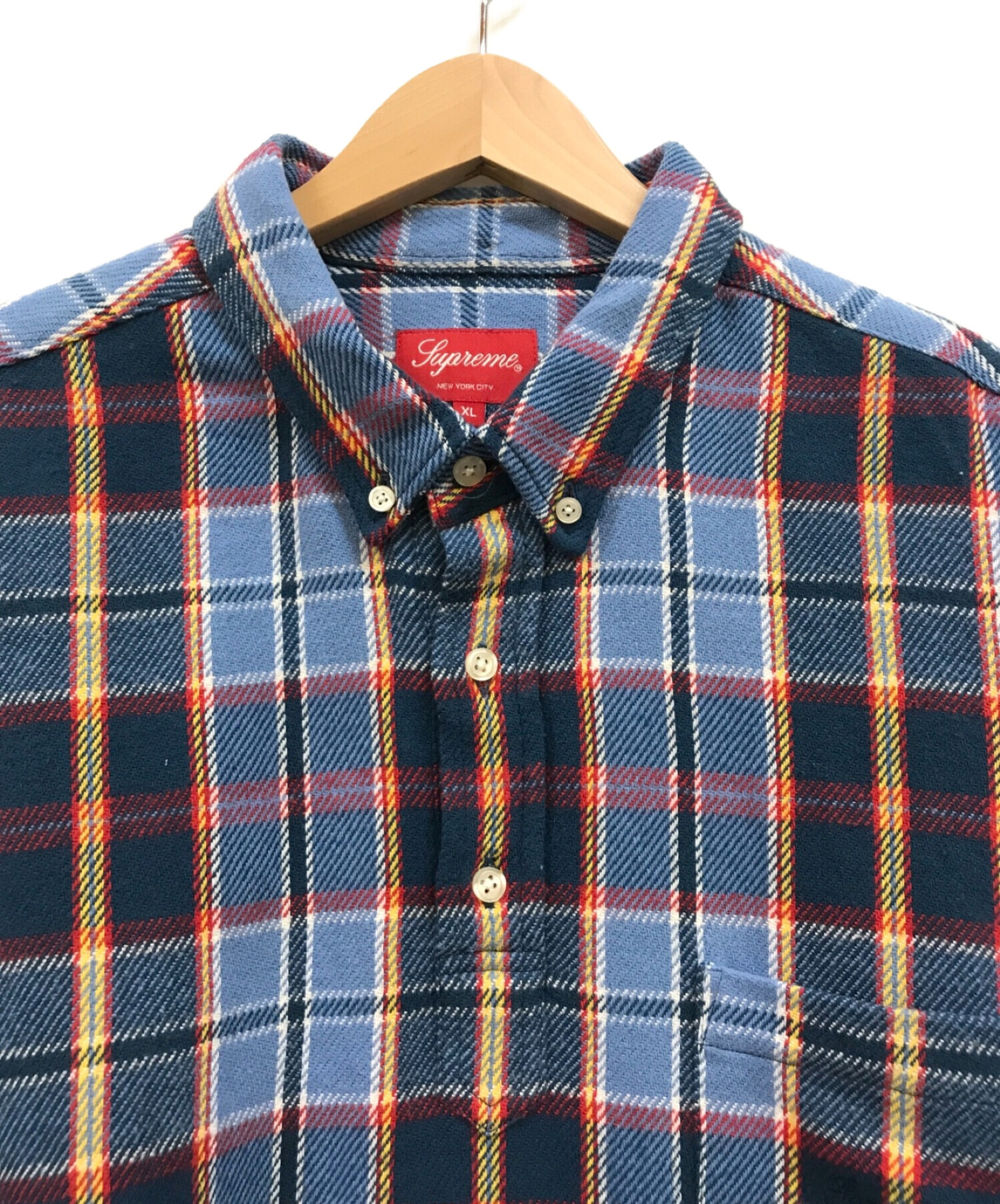 SUPREME (シュプリーム) Pullover Plaid Flannel Shirt ブルー サイズ:XL