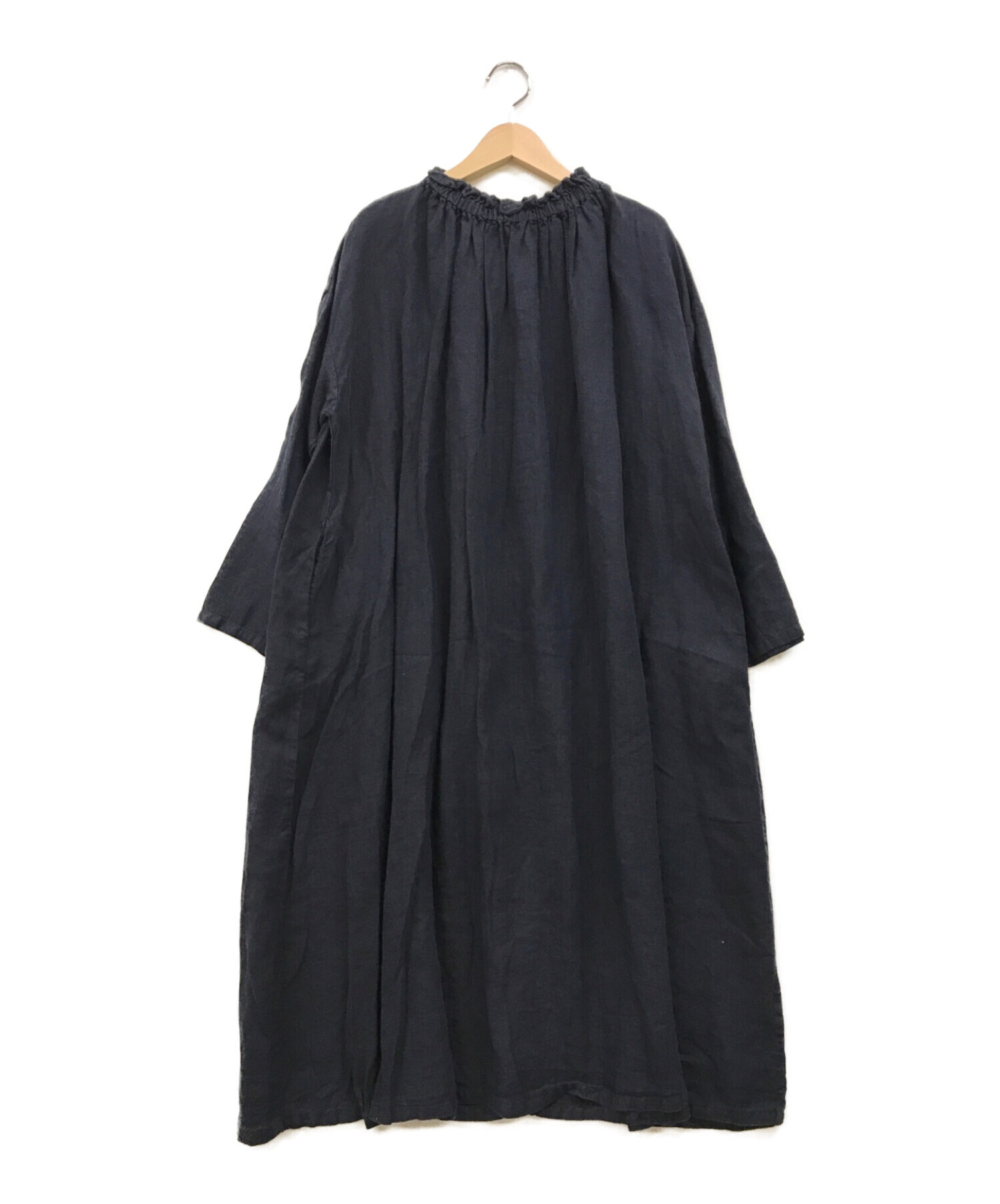 ネストローブ nest Robe フロントゴムシャーリングリネン切替ギャザー  
