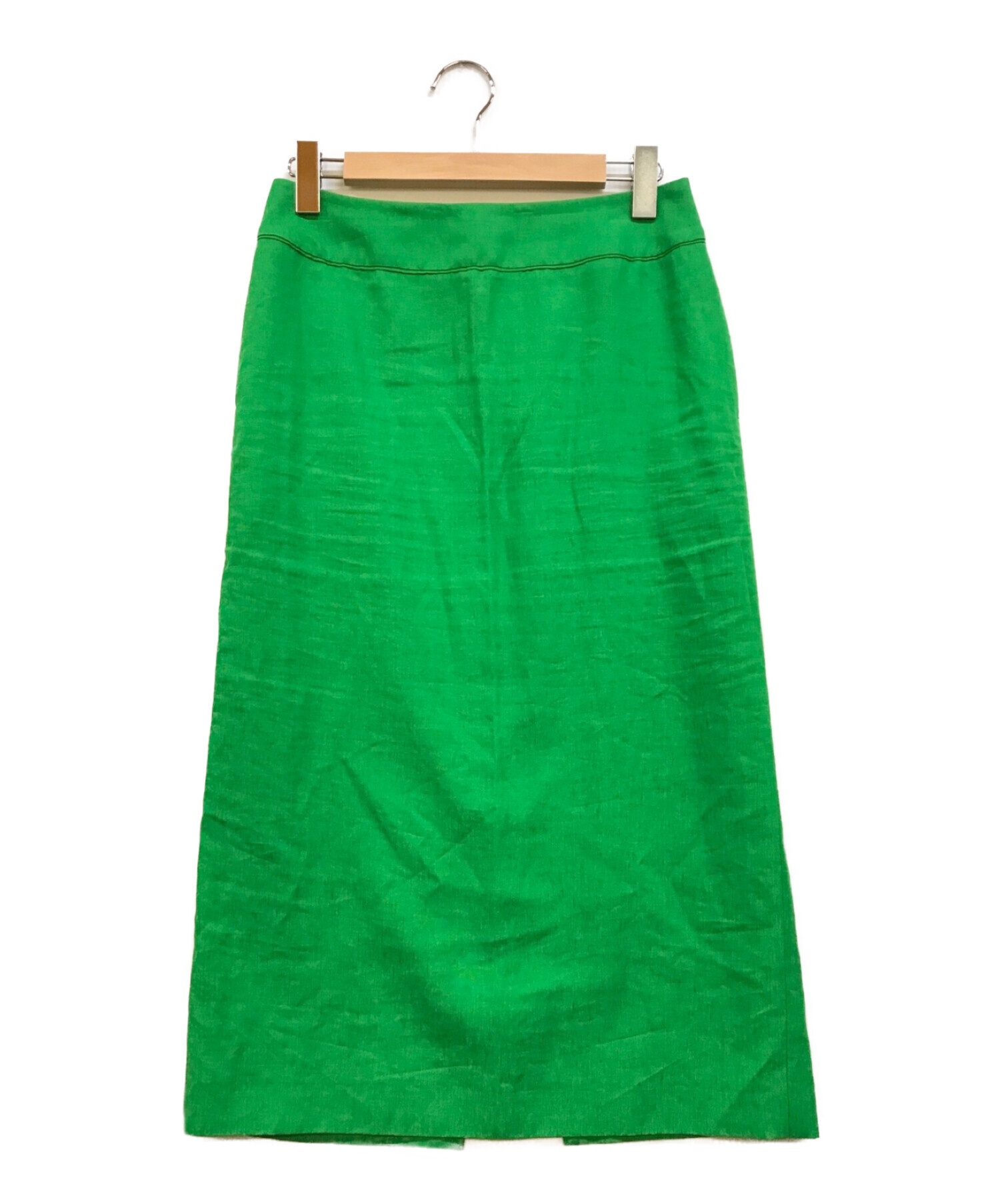 DRAWER (ドゥロワー) バックスリットリネンタイトスカート グリーン サイズ:38
