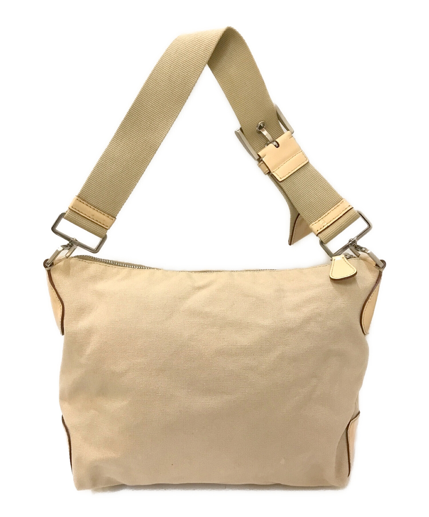 中古・古着通販】PRADA (プラダ) キャンバスショルダーバッグ ベージュ 