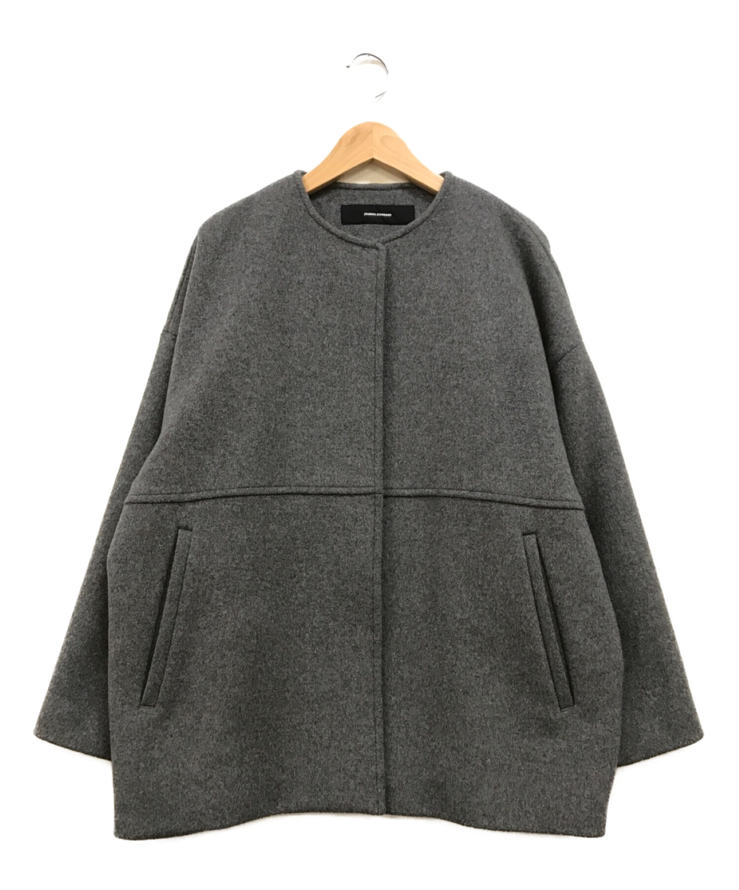 スーパー140 ビーバーノーカラーショートコート 中古・古着通販