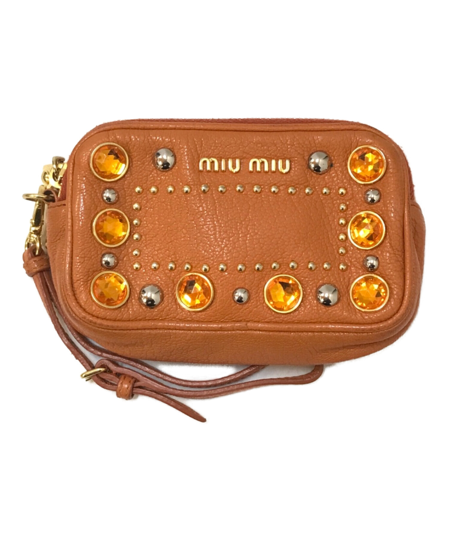 中古・古着通販】MIU MIU (ミュウミュウ) ビジューレザーポーチ 
