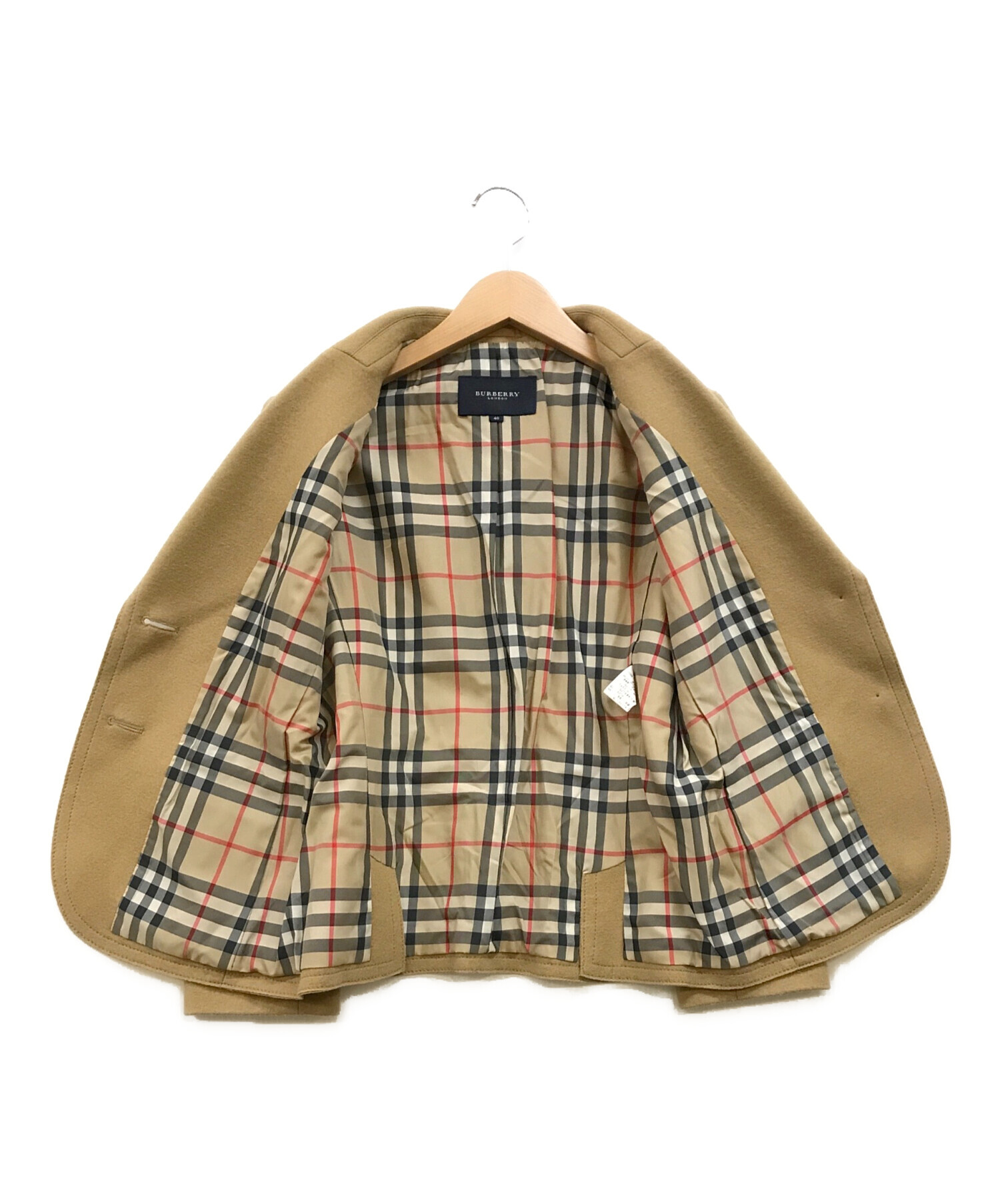 BURBERRY*バーバリーロンドン アンゴラコート ノバチェック ベージュ40