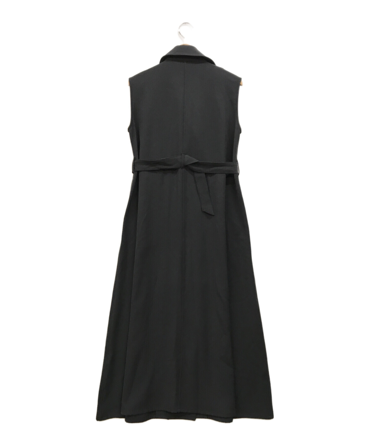 anuans ノースリーブロングワンピース 黒 ノースリーブイレギュラー