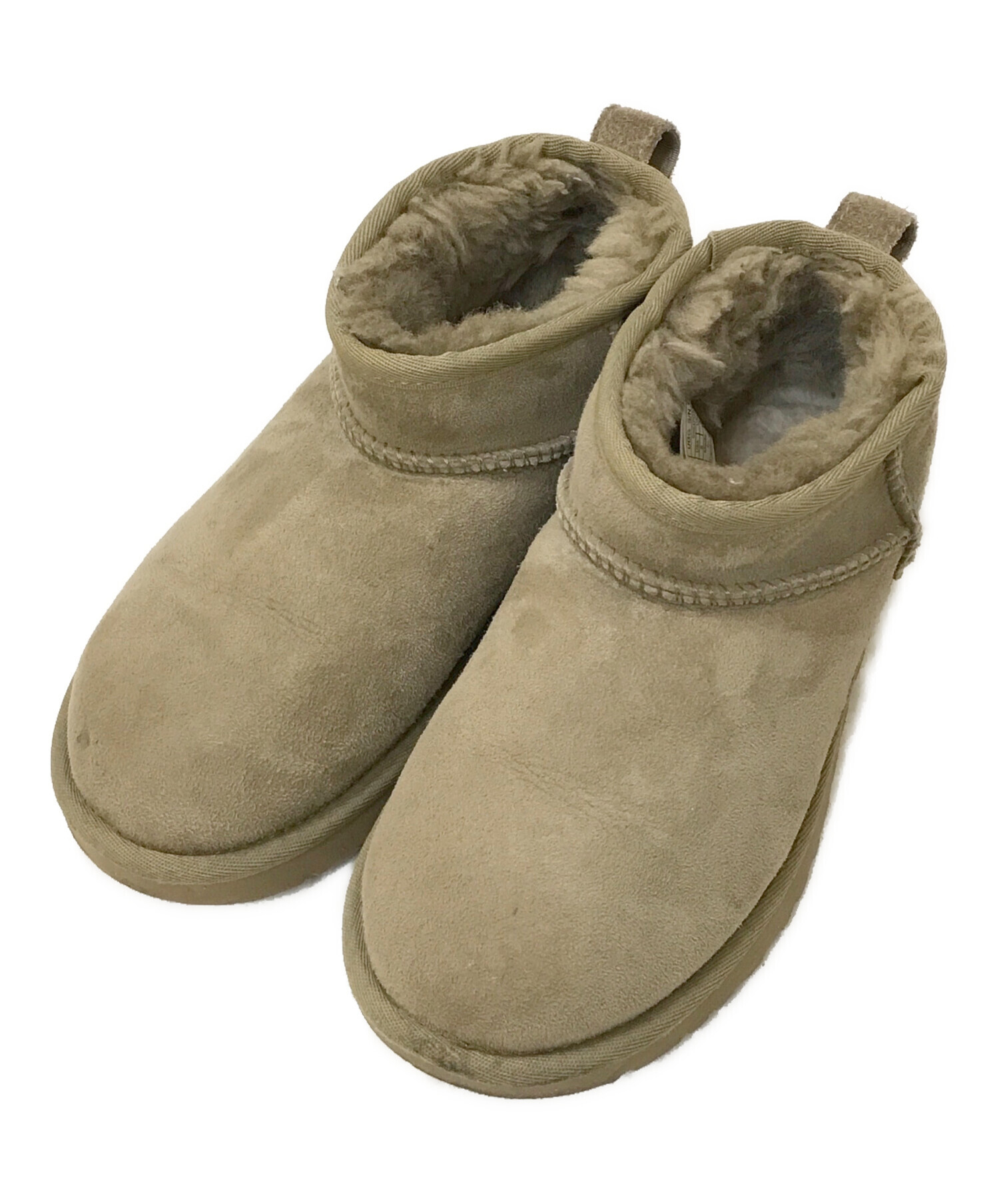 UGG ベージュ ムートンブーツ スエード ファー付き 23cm UGG ベージュ