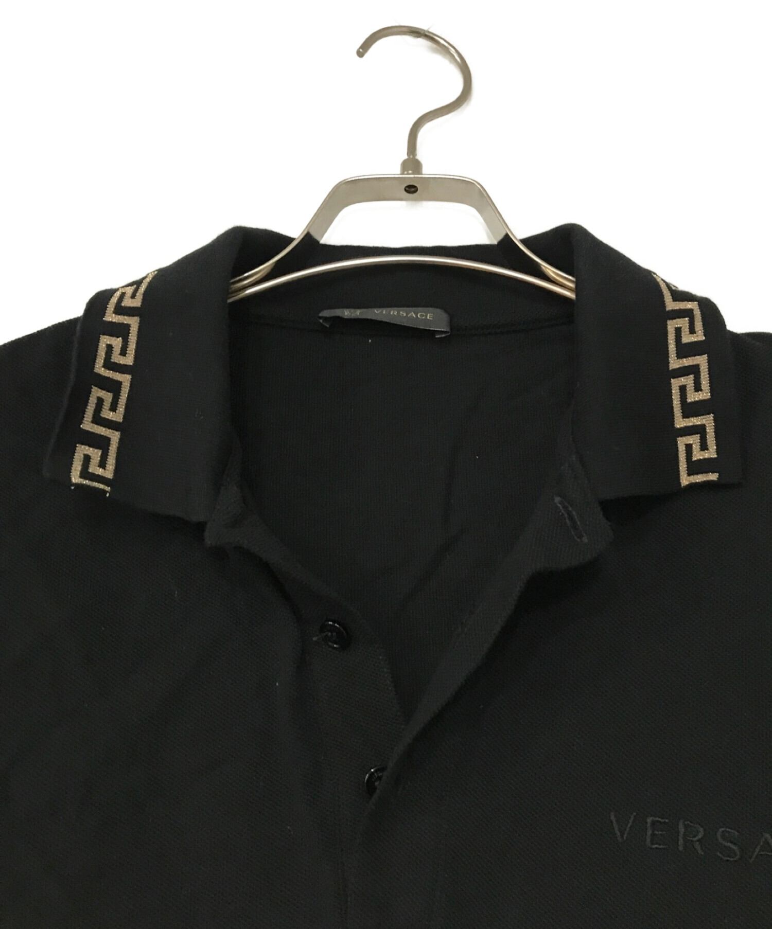 VERSACE (ヴェルサーチ) ポロシャツ ブラック サイズ:XS
