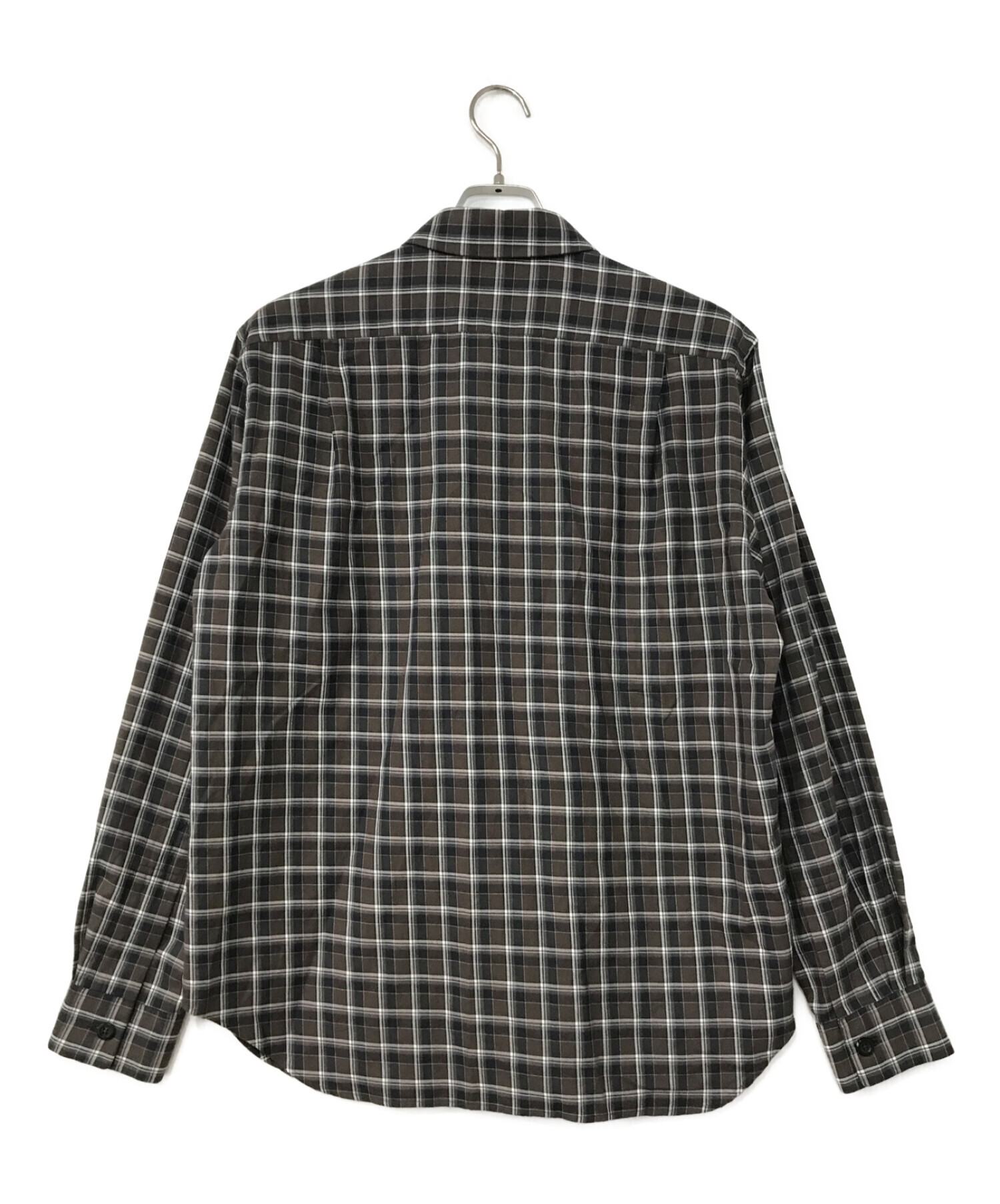 MARGARET HOWELL (マーガレットハウエル) コットンカシミヤチェックシャツ ブラウン サイズ:L 未使用品