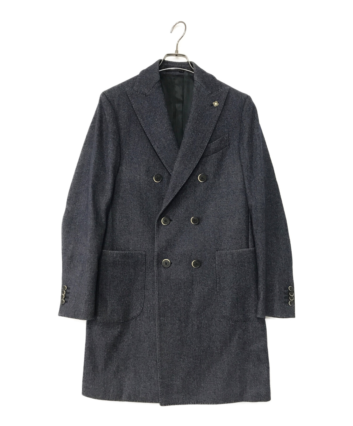 ね*こ様 LARDINI カシミヤ100% ネイビー チェスターコート LARDINI