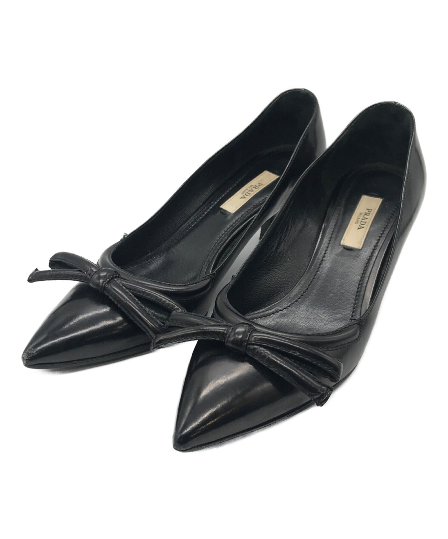 中古・古着通販】PRADA (プラダ) ヒールパンプス ブラック サイズ:35 