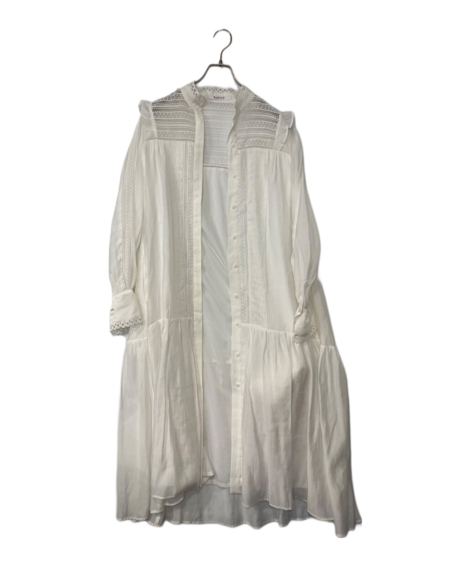 中古・古着通販】Estella.K (エステラケー) 長袖ワンピース ホワイト 