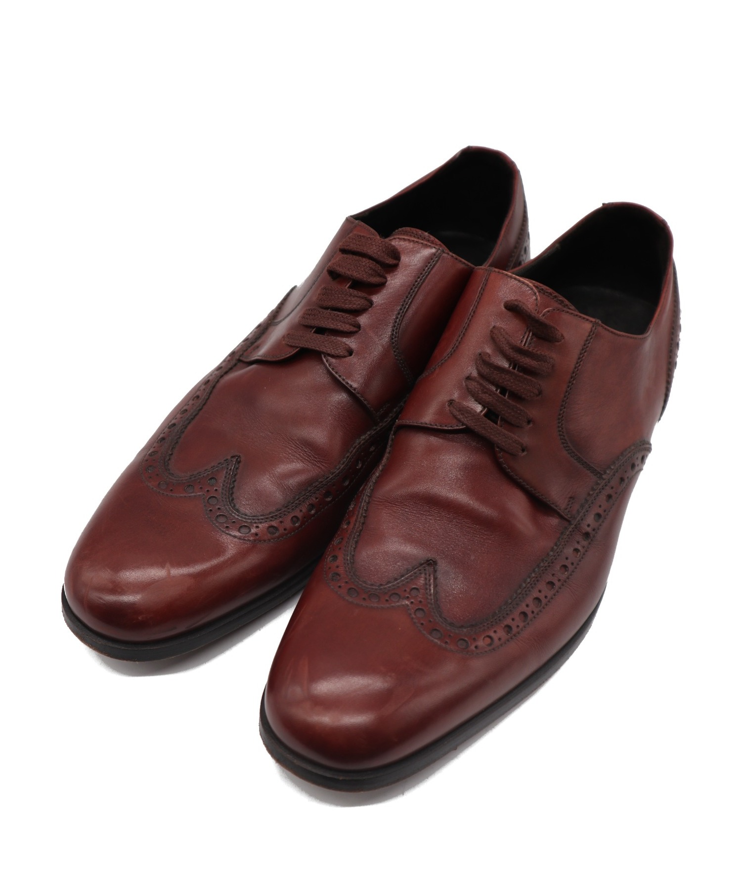 中古・古着通販】GUCCI (グッチ) ウィングチップシューズ ブラウン 