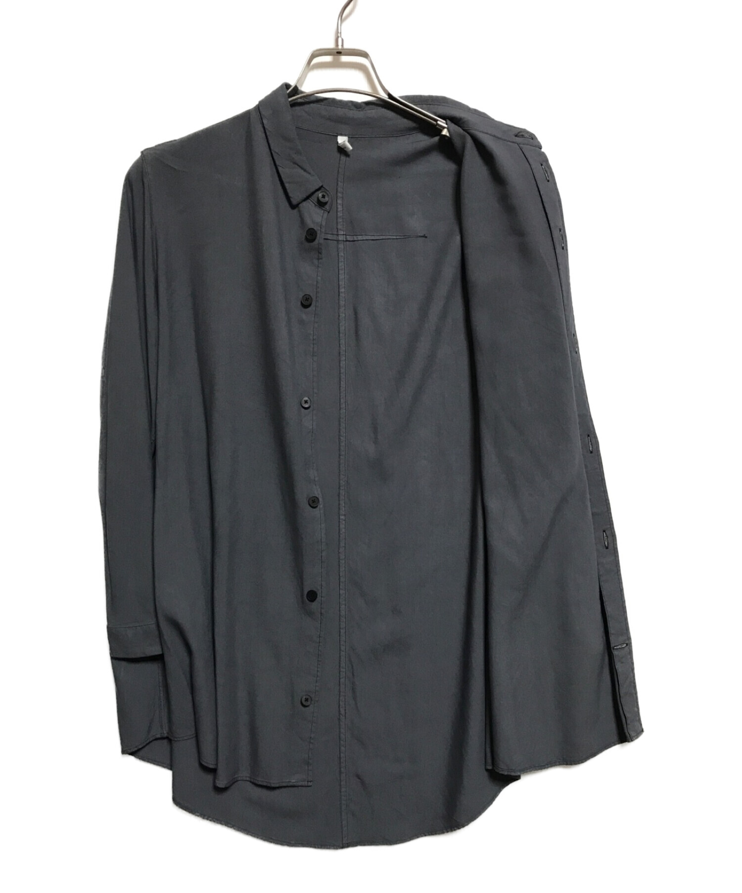 FIRMUM (フィルマム) ラフコットンシーチング スモールカラーワイドシャツ グレー サイズ:XS