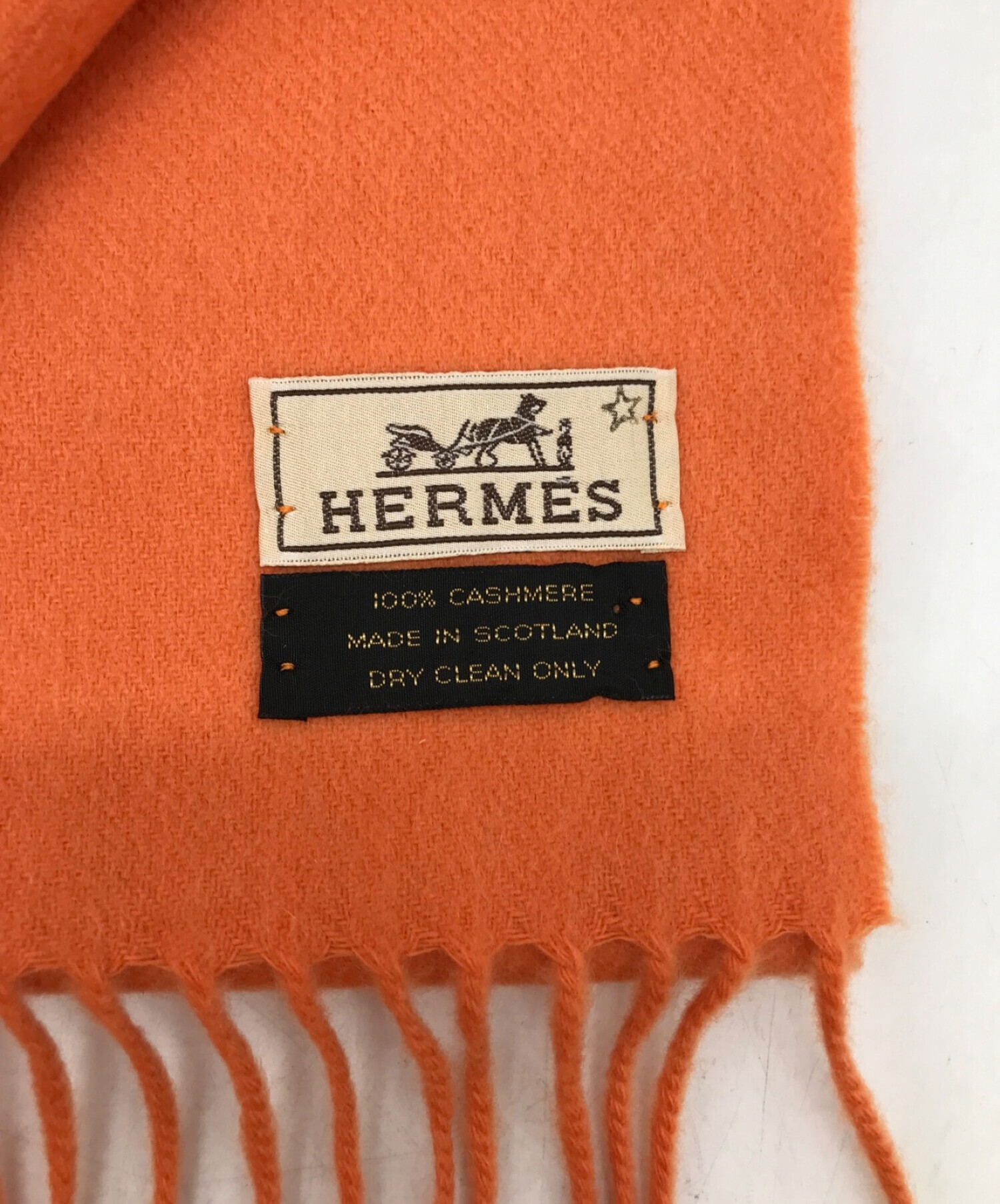 中古・古着通販】HERMES (エルメス) カシミアマフラー オレンジ サイズ
