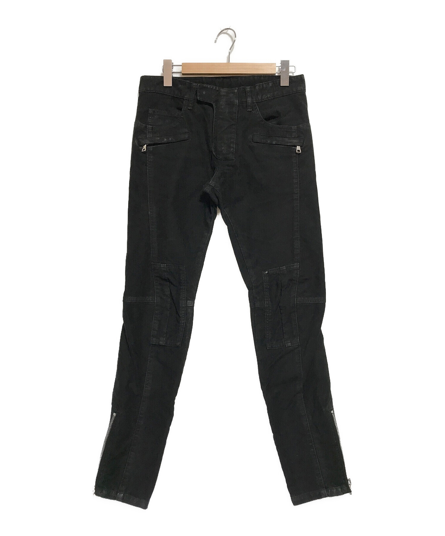 中古・古着通販】BALMAIN (バルマン) バイカーパンツ ブラック サイズ  