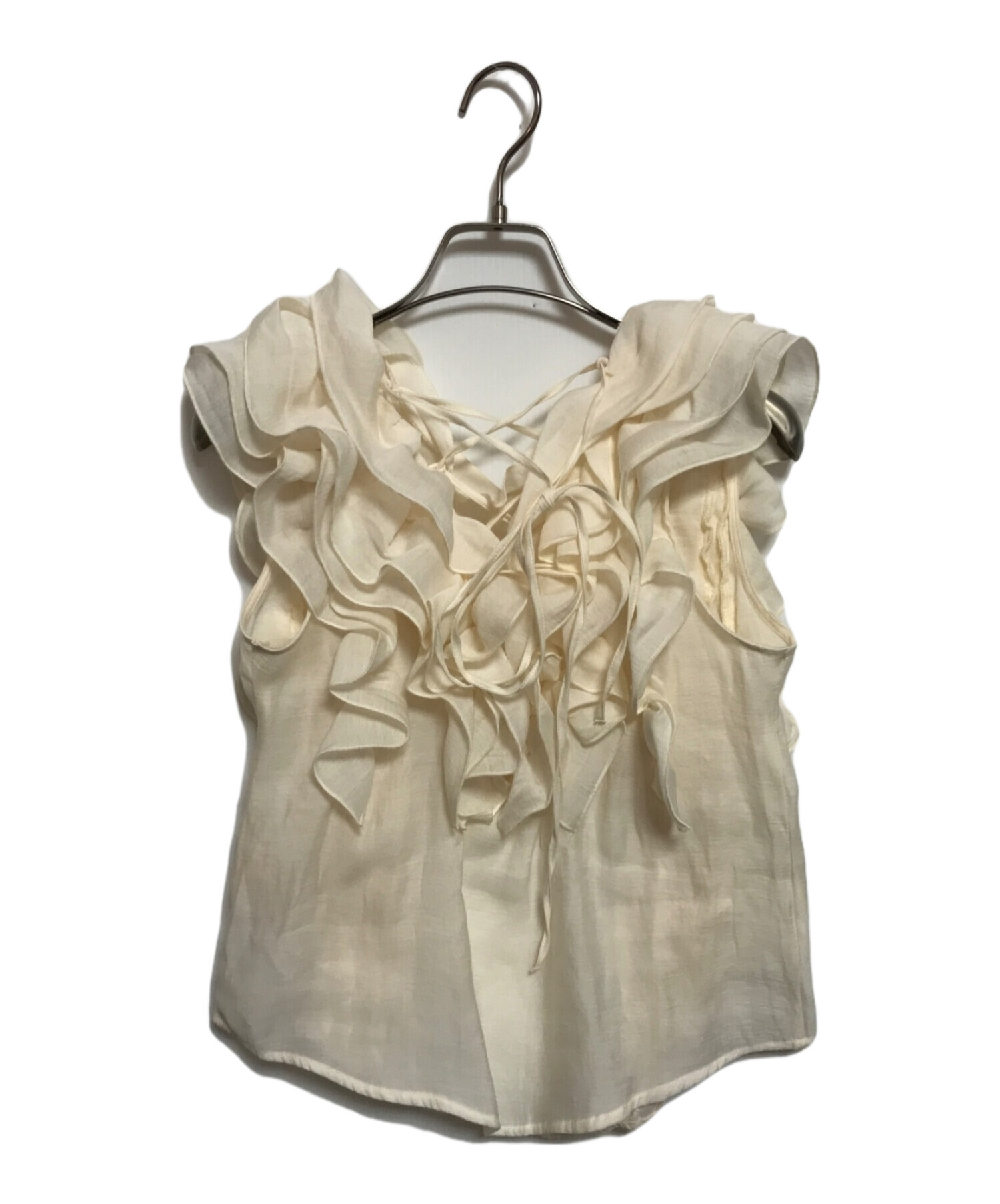 中古・古着通販】mistreass (ミストレアス) Back Lace-Up Frill Blouse 