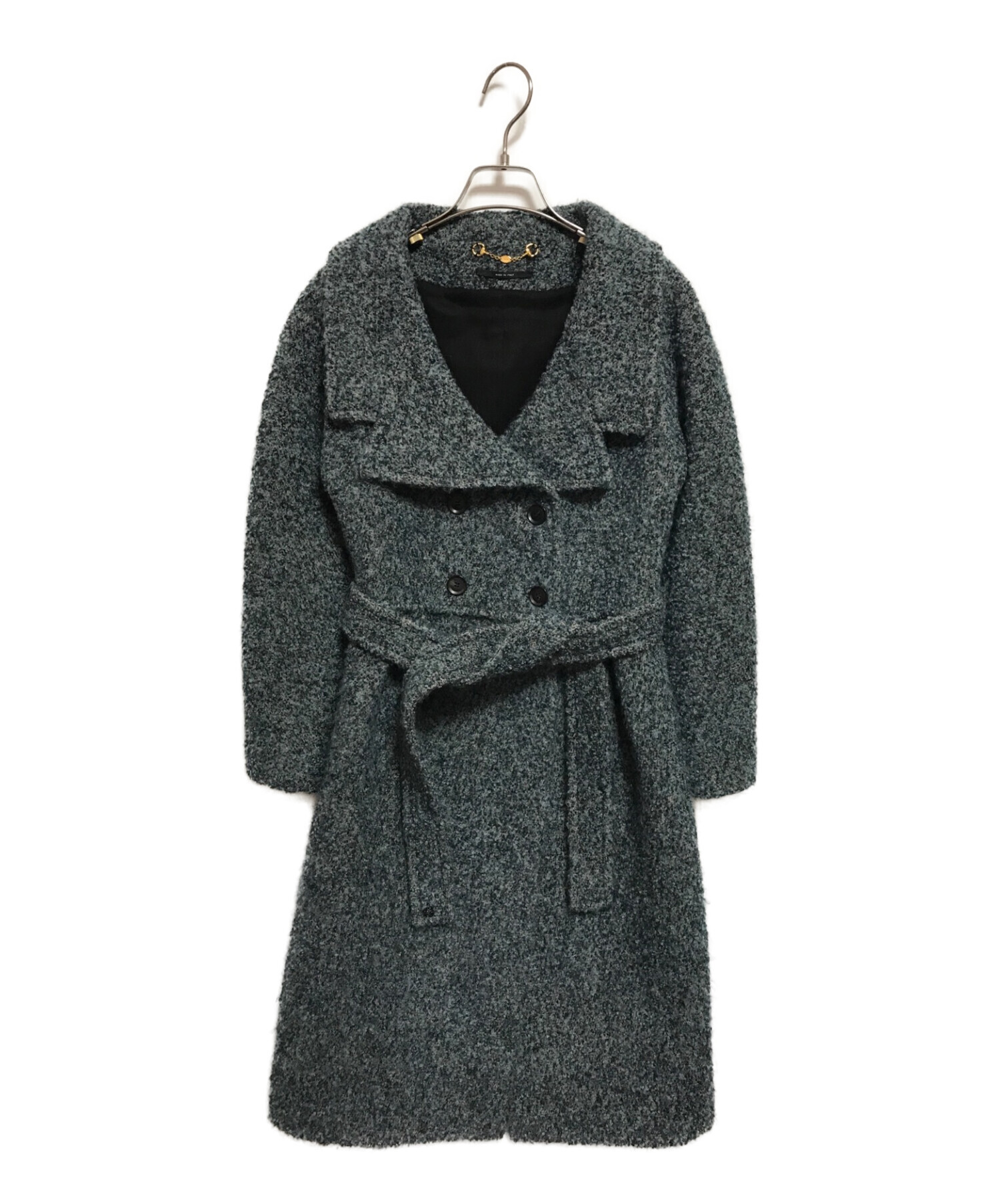 中古・古着通販】GUCCI (グッチ) ニットツイードベルテッドコート  
