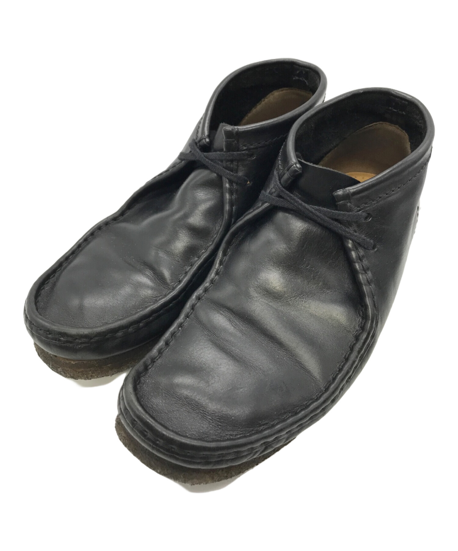 中古・古着通販】CLARKS (クラークス) レザーワラビーブーツ ブラック 