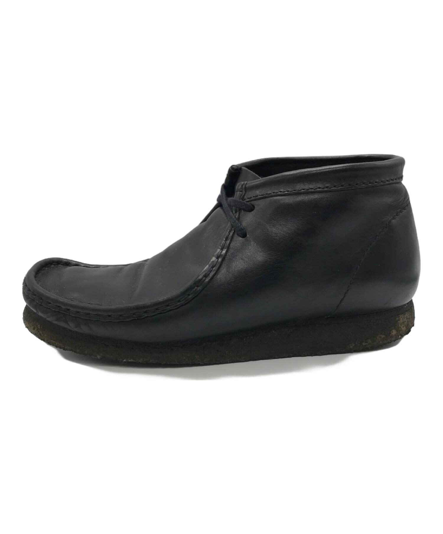 中古・古着通販】CLARKS (クラークス) レザーワラビーブーツ ブラック 
