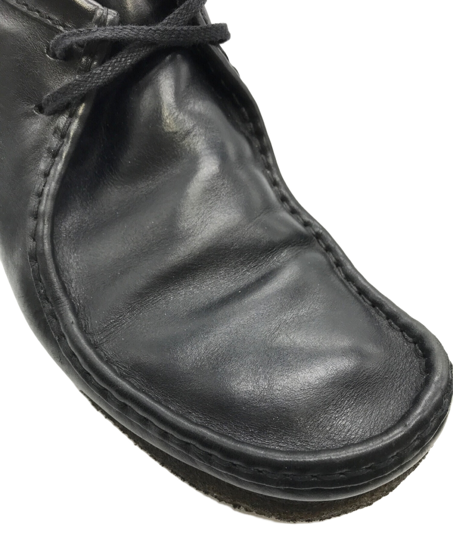 中古・古着通販】CLARKS (クラークス) レザーワラビーブーツ ブラック 