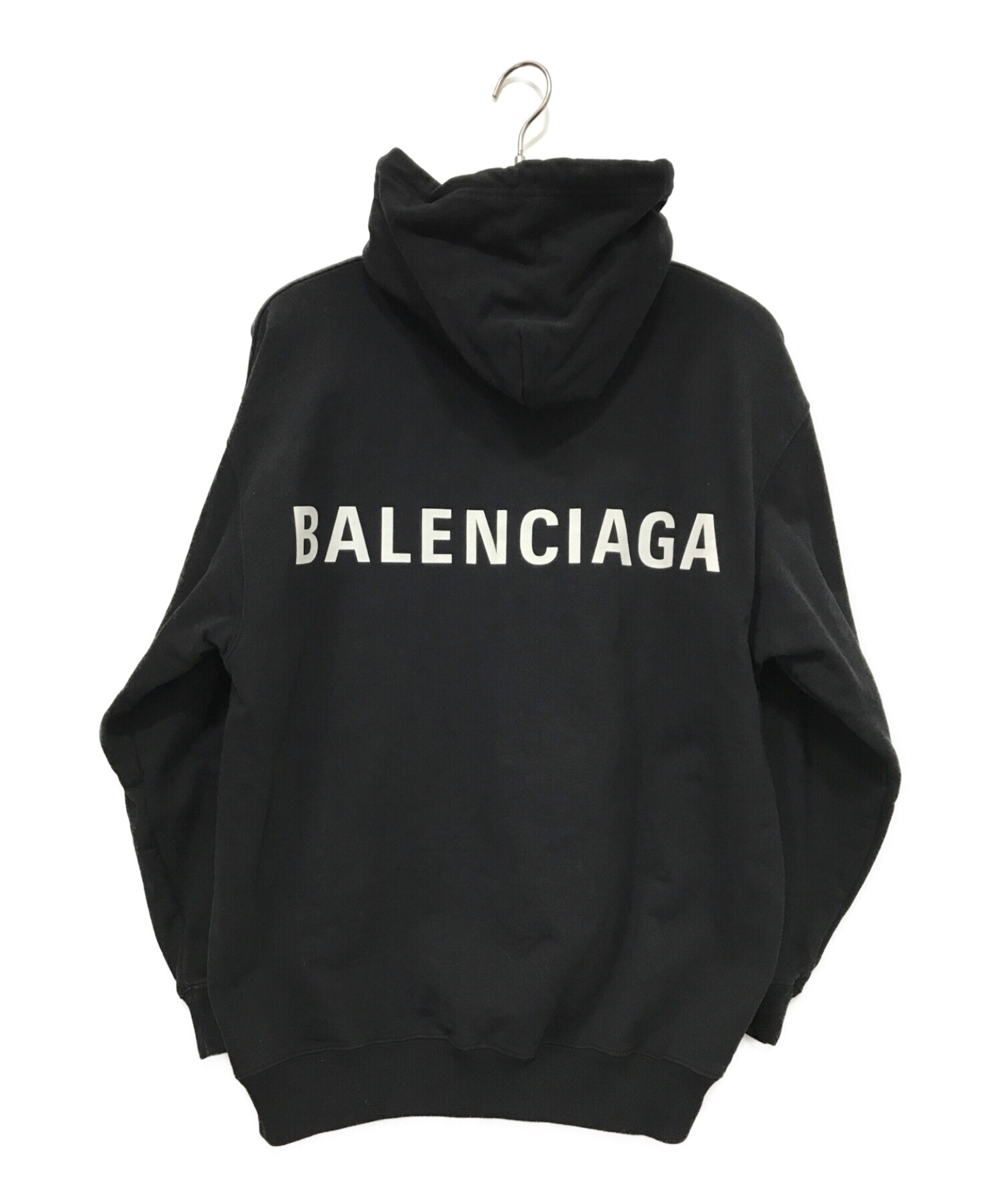 BALENCIAGA (バレンシアガ) バックロゴプリントパーカー ブラック サイズ:XS