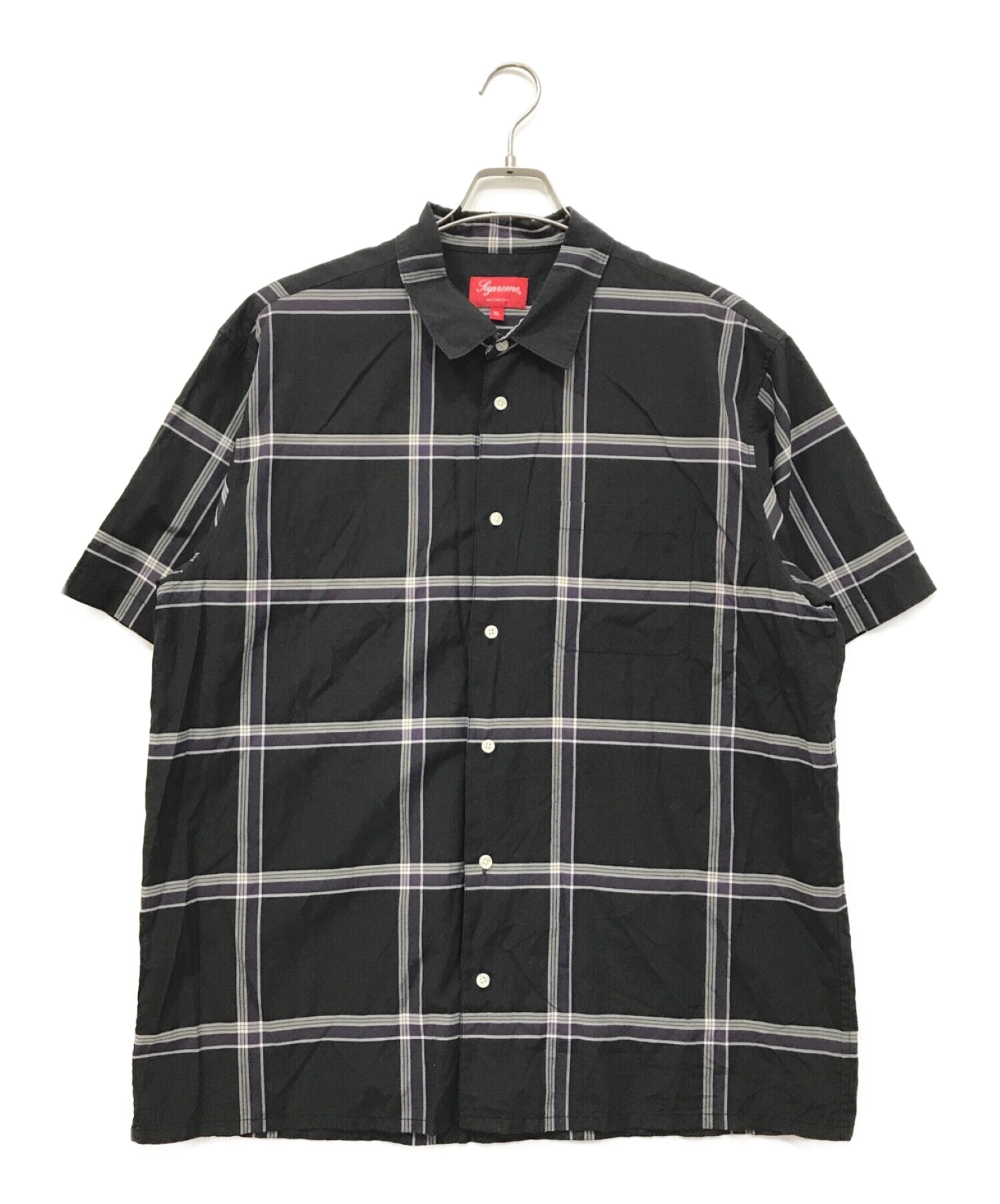 Supreme (シュプリーム) light weight S/S plaid shirt ブラック サイズ:XL