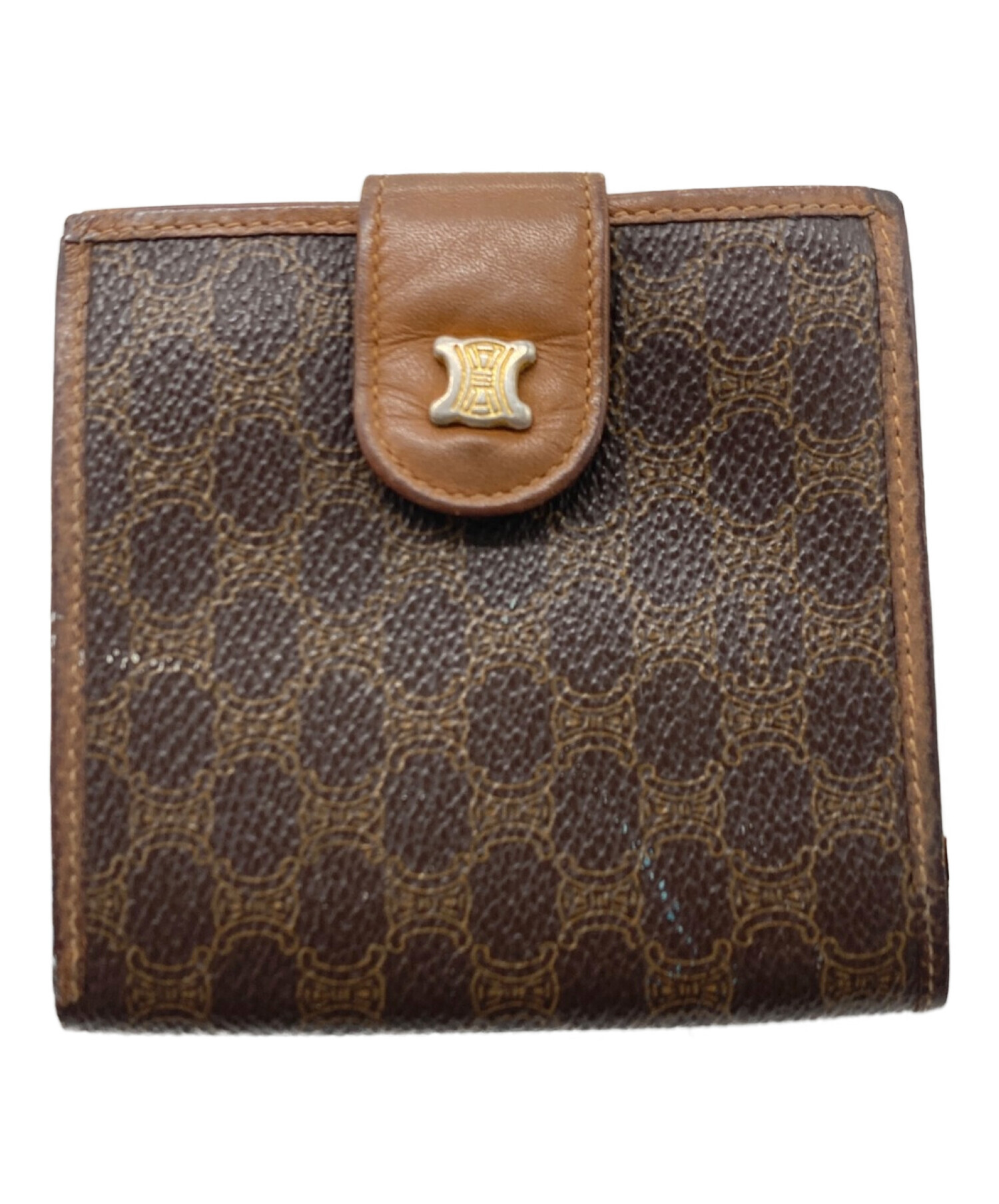 中古・古着通販】CELINE (セリーヌ) マカダム柄2つ折り財布 ブラウン 