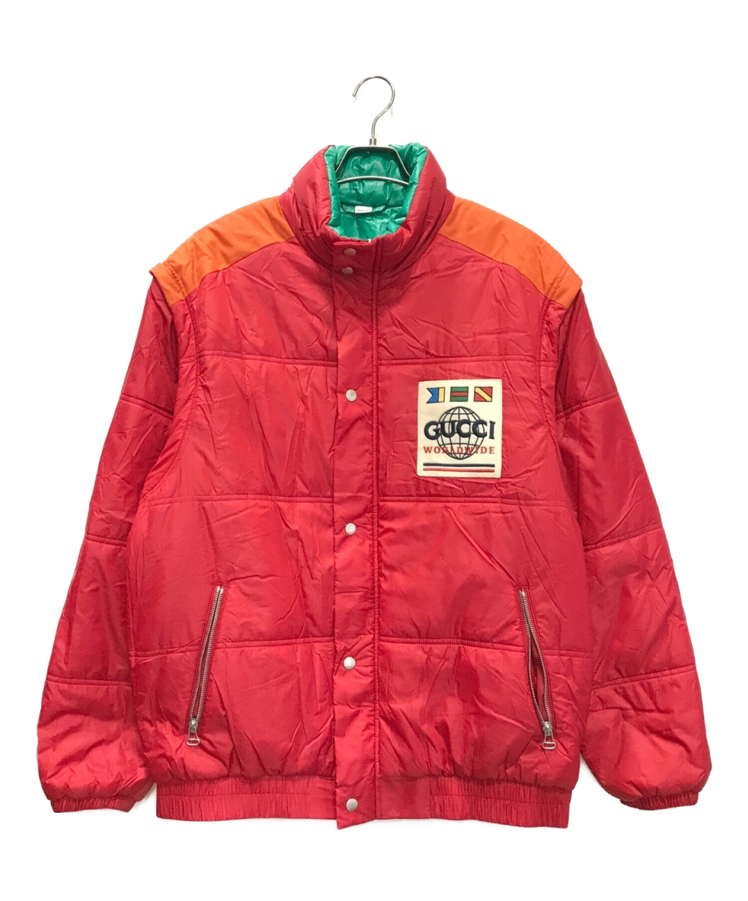 中古・古着通販】GUCCI (グッチ) 2WAYパフジャケット レッド サイズ:50  