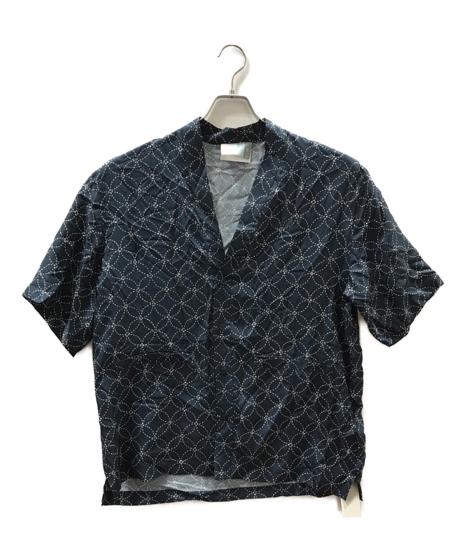 KITH (キス) Silk Geometric Stitch Gi Shirt ネイビー サイズ:XL