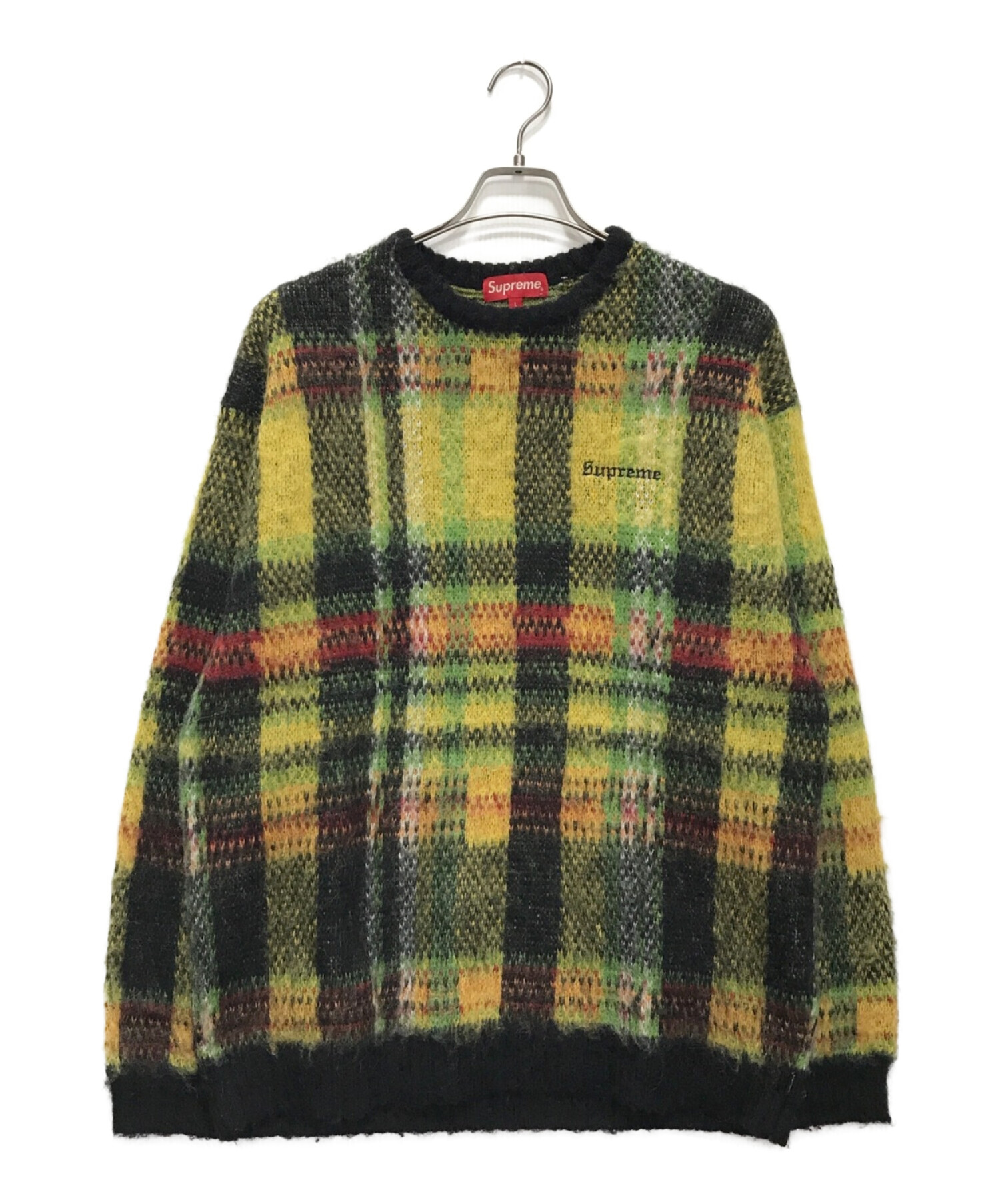 Supreme Brushed Plaid Sweater Mohair 黒