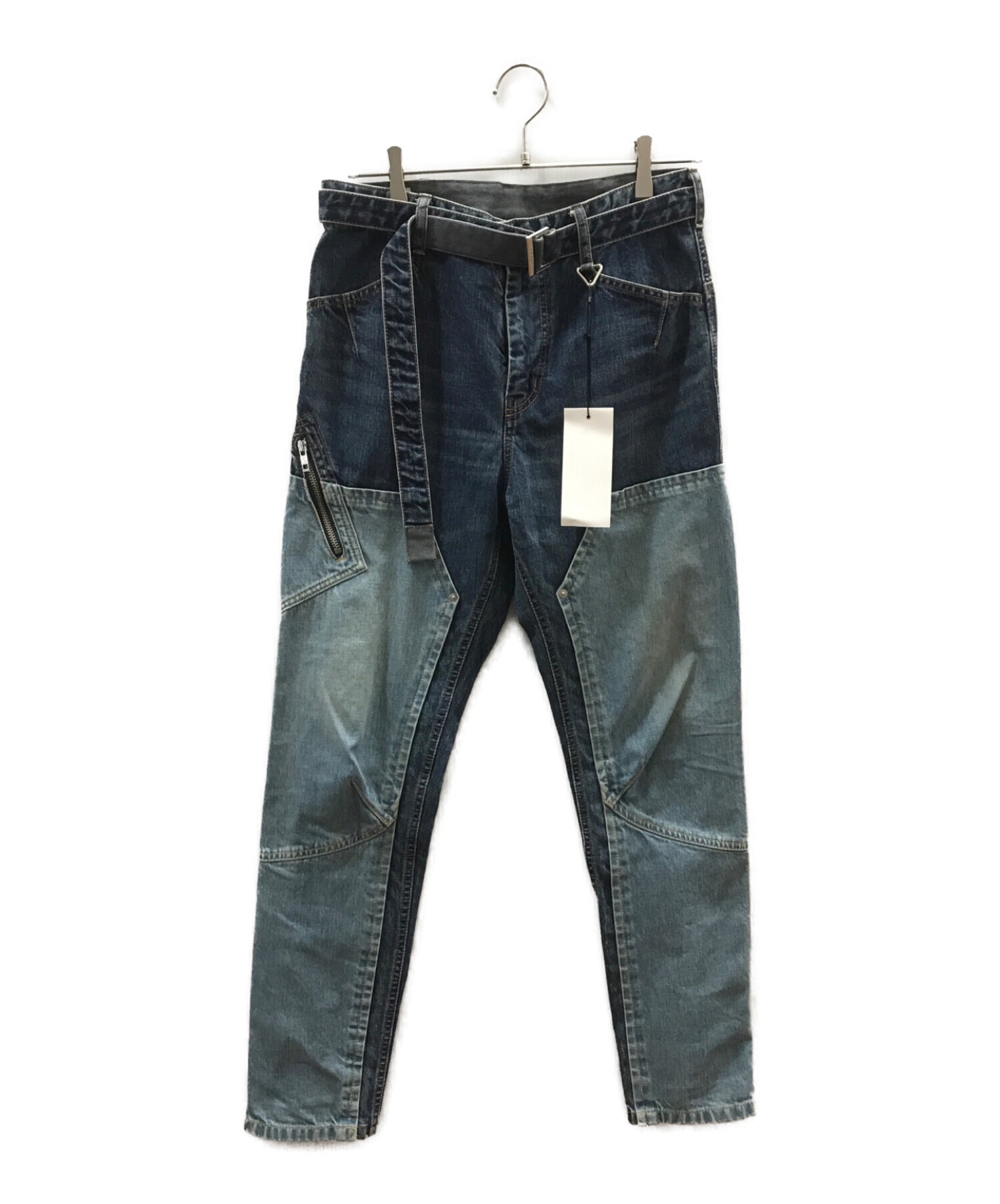 中古・古着通販】sacai (サカイ) ベルテッド ダブルニー デニム パンツ  