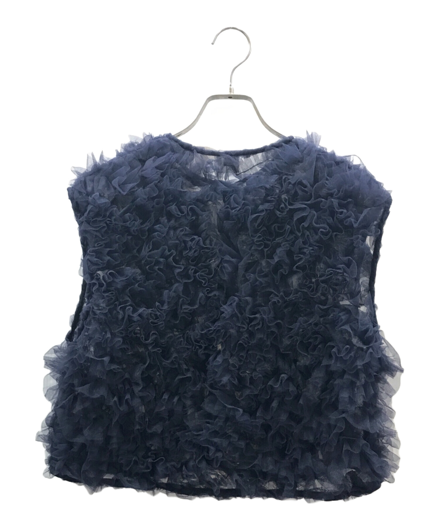 イエナラブークルIENA LA BOUCLE チュールフリルブラウス　ネイビー イエナラブークルチュールフリルブラウス