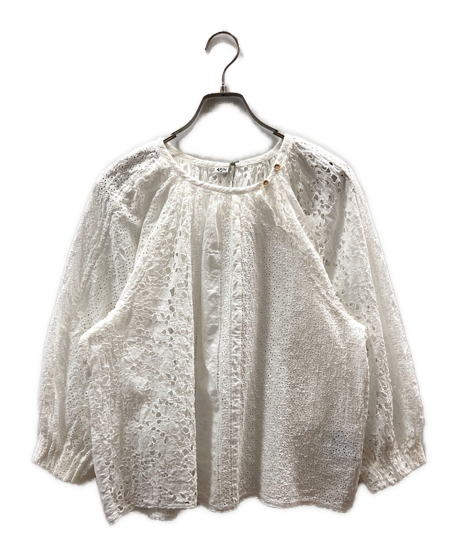 45R カットワーク玉手箱のプカパフブラウス