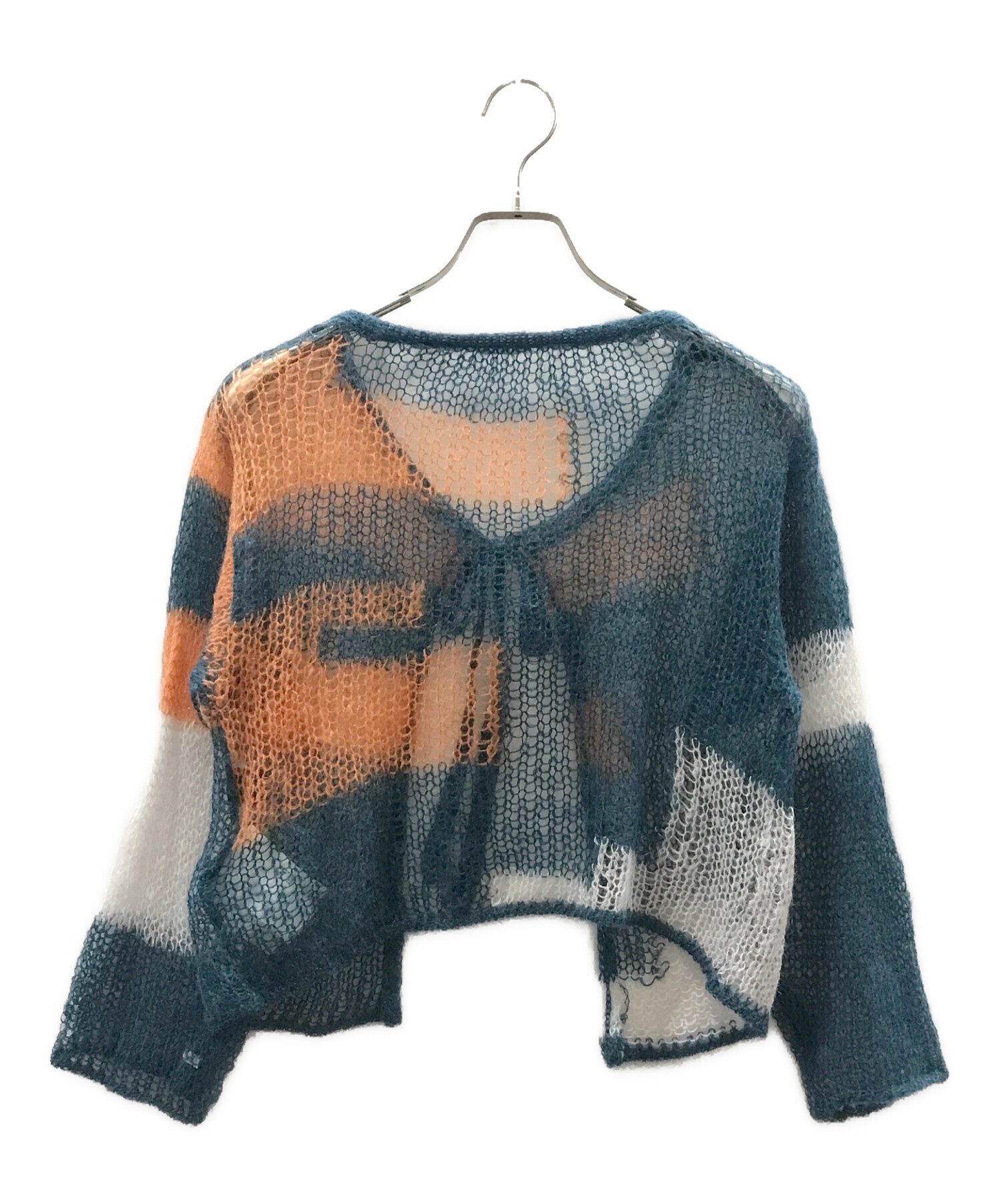 中古・古着通販】soduk (スドーク) patchwork knit cardigan ブルー  
