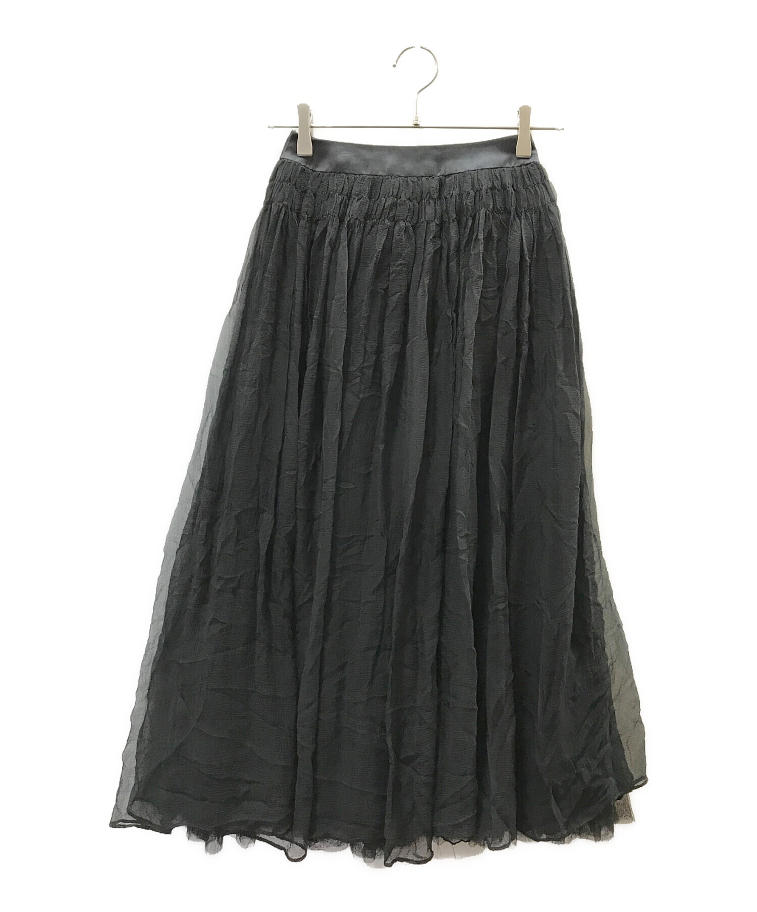 中古・古着通販】CHANEL (シャネル) シルクスカート ブラック サイズ 