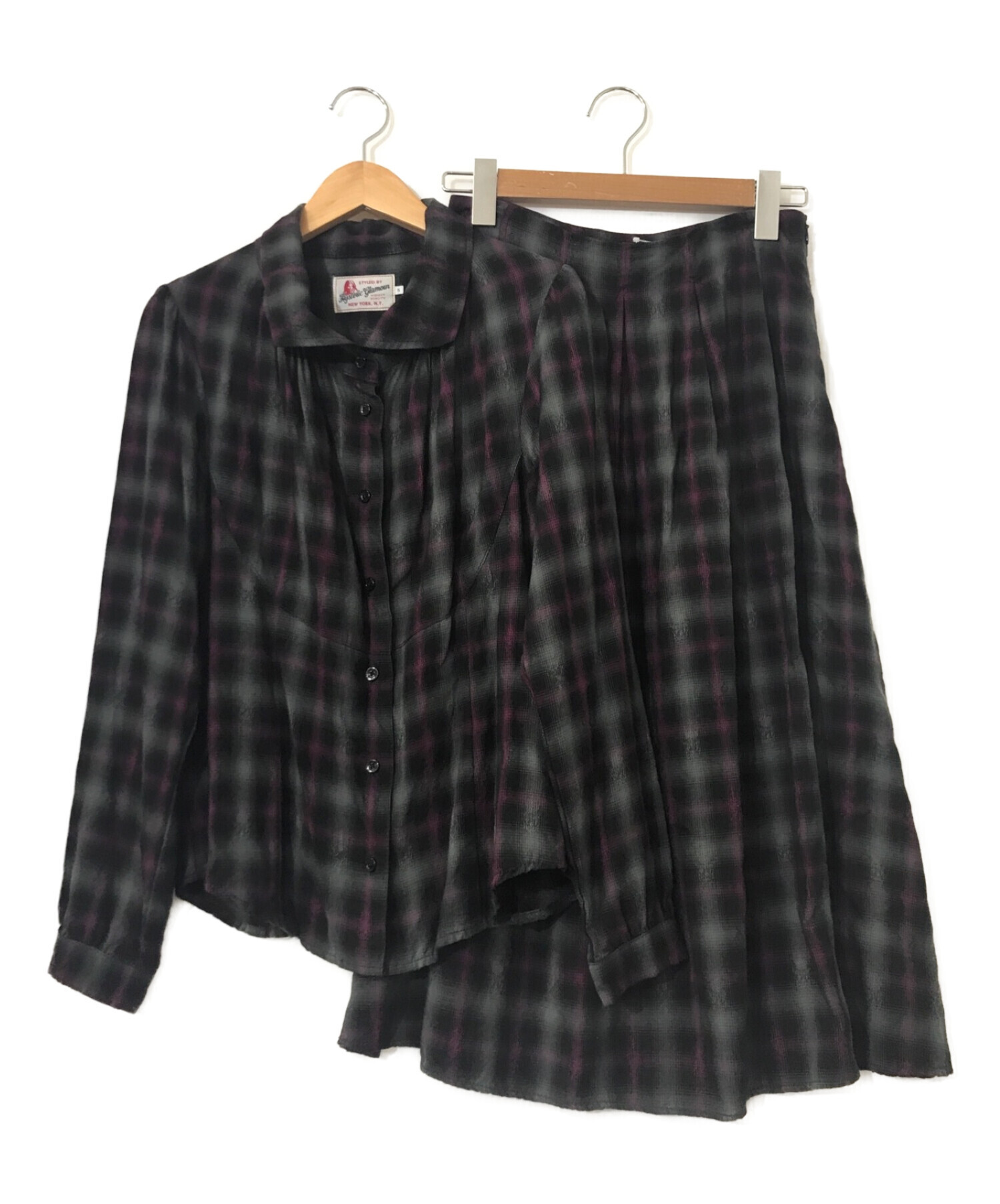 Hysteric Glamour (ヒステリックグラマー) チェックシャツ・スカートセットアップ パープル サイズ:S