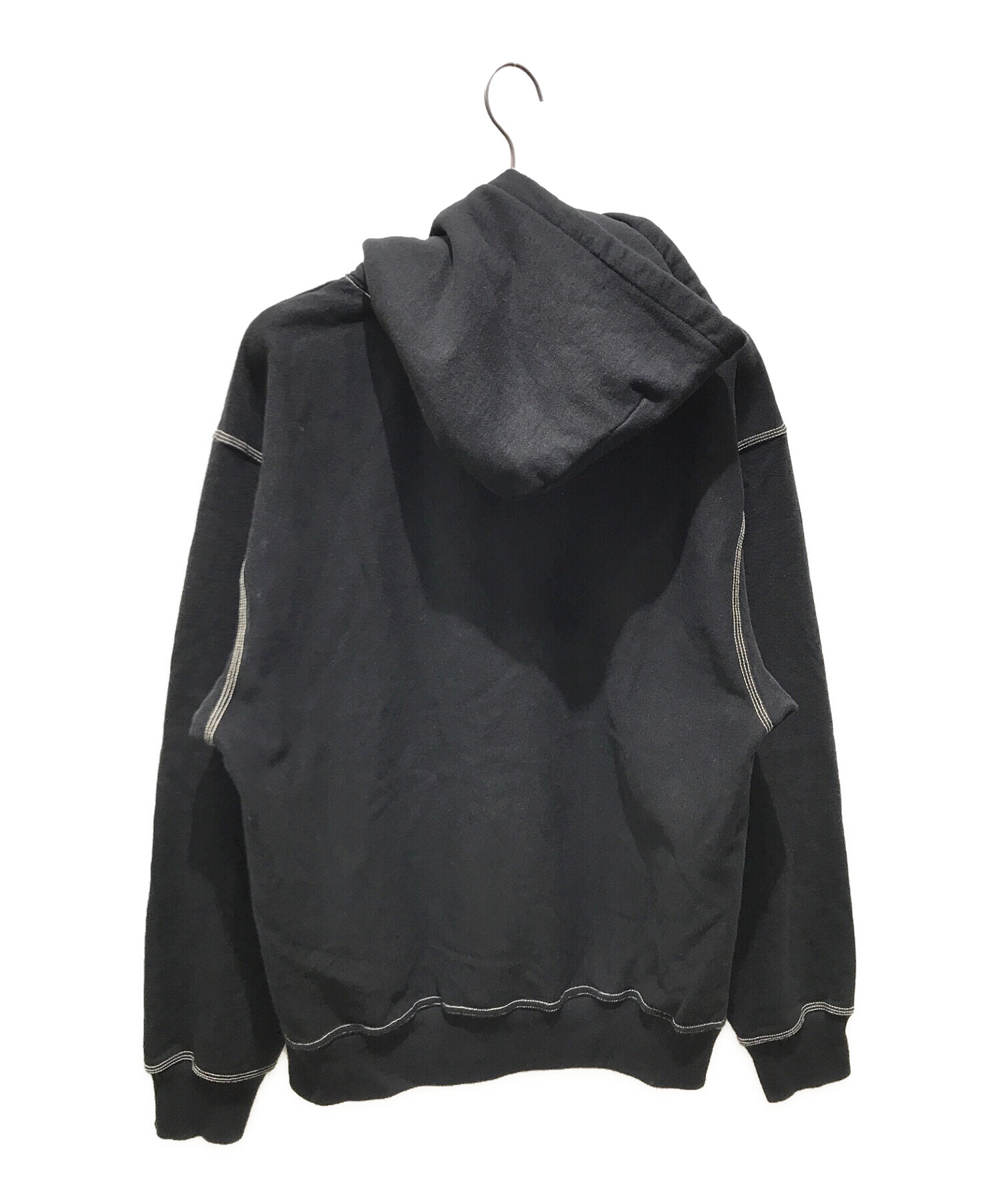 stussy contrast stitch label hoodie XL 黒