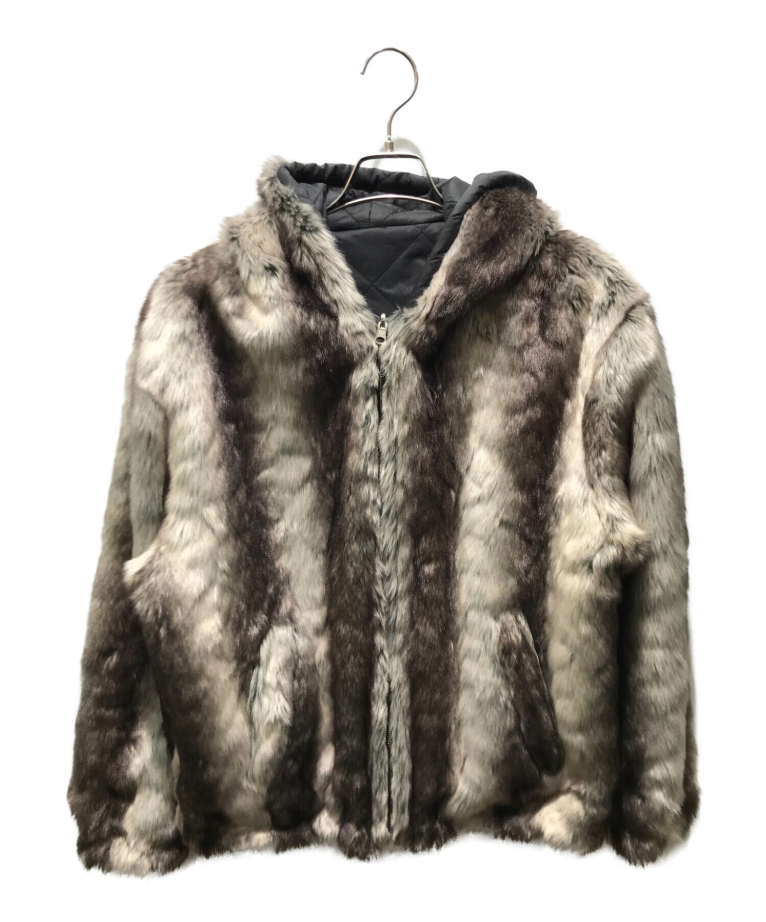 SUPREME (シュプリーム) Faux Fur Reversible Hooded Jacket　20AW ベージュ×ブラック サイズ:M