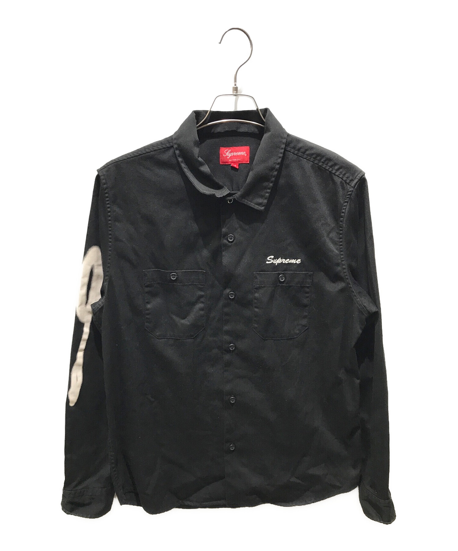 【M】supreme rose L/S work shirt ワークシャツ 黒