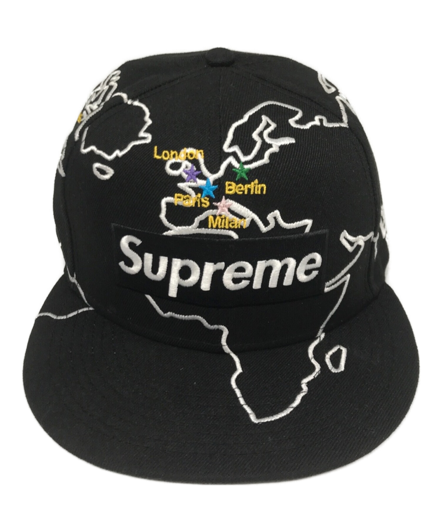 Supreme worldwide box logo new era 黒キャップ