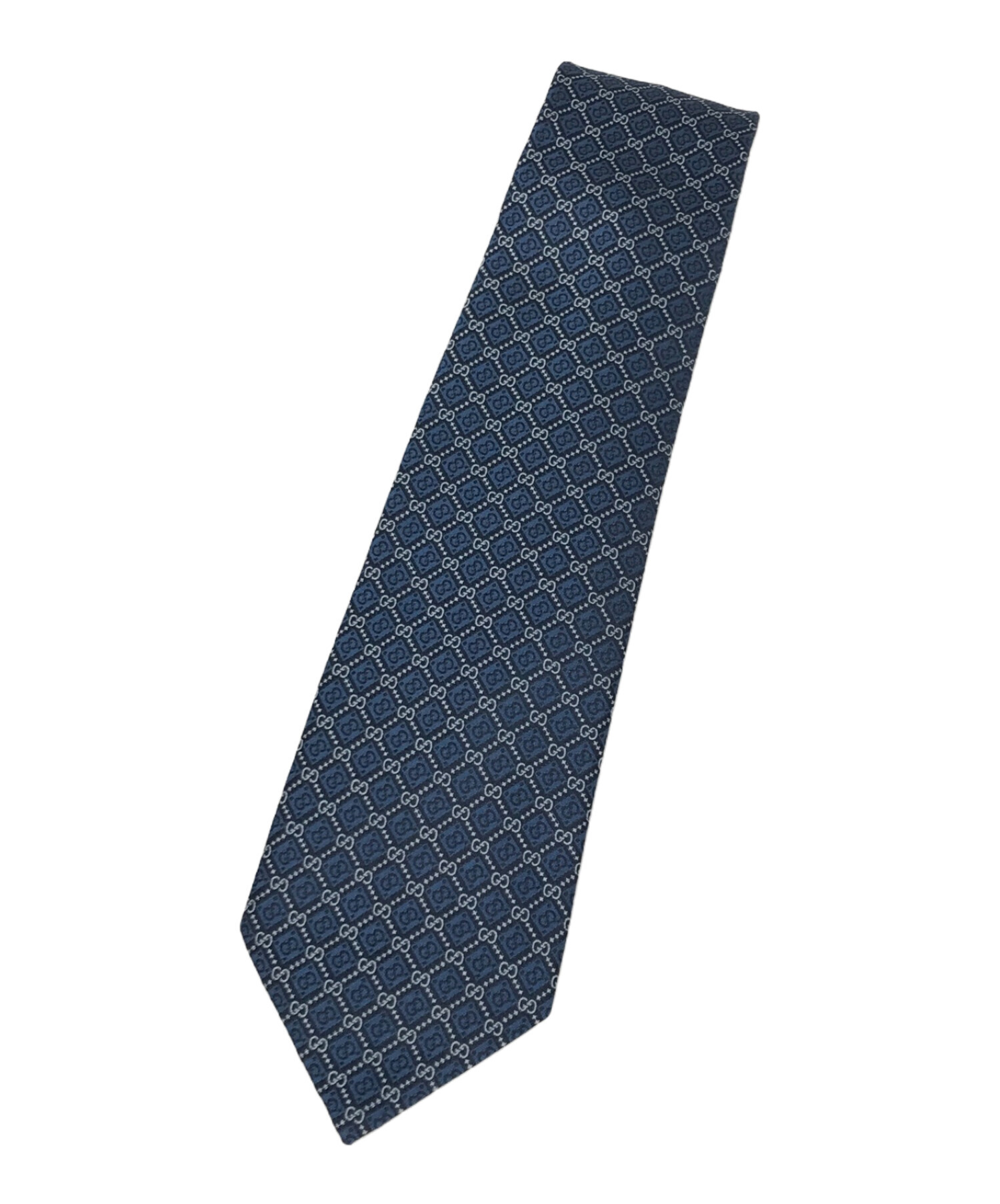 中古・古着通販】GUCCI (グッチ) GG柄シルクナロータイ ネイビー 