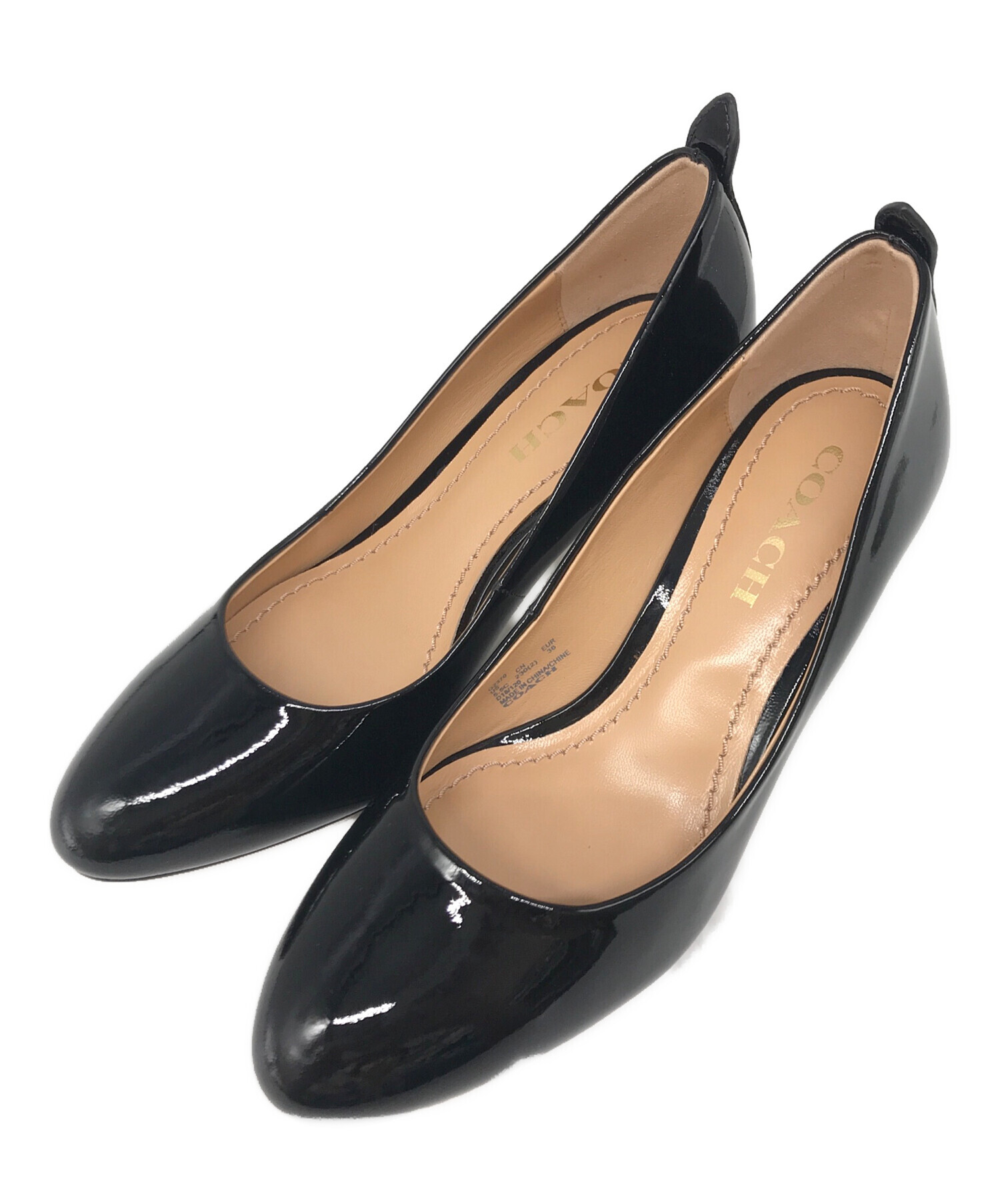 中古・古着通販】COACH (コーチ) エナメルヒールパンプス ブラック 