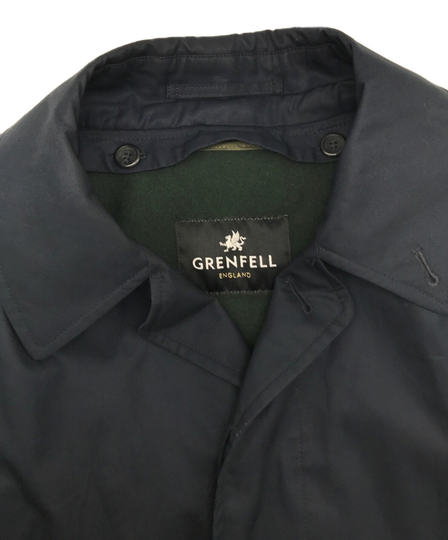 GRENFELL (グレンフェル) SLIM CAMPBELL コットンギャバジン ステンカラーコート ネイビー サイズ:40