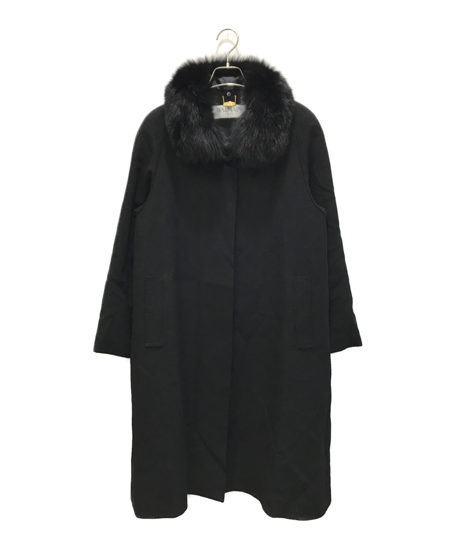 中古・古着通販】BALMAIN (バルマン) カシミヤコート ブラック サイズ 