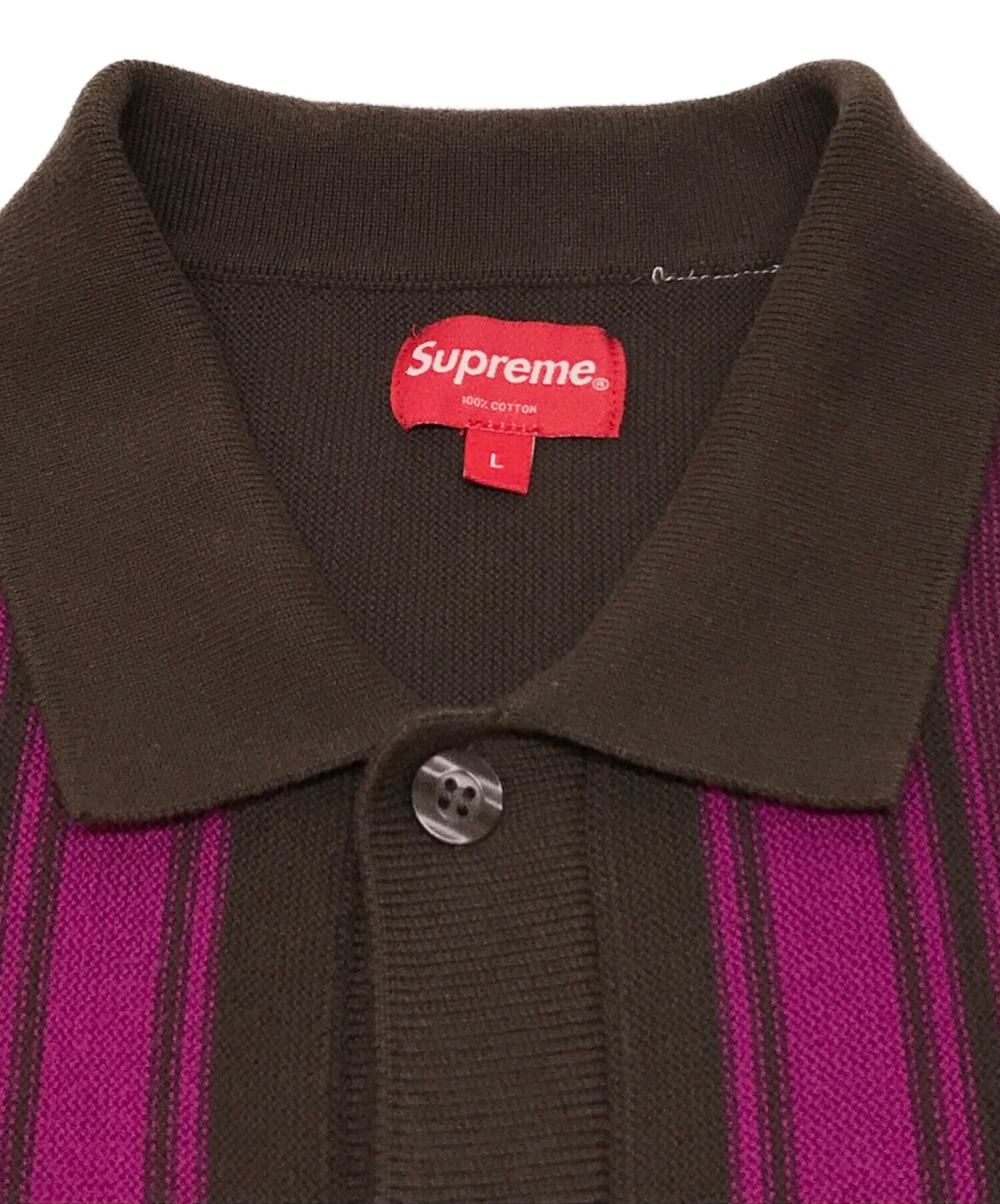 SUPREME (シュプリーム) 22SS Stripe Button Up Polo ブラウン サイズ:L